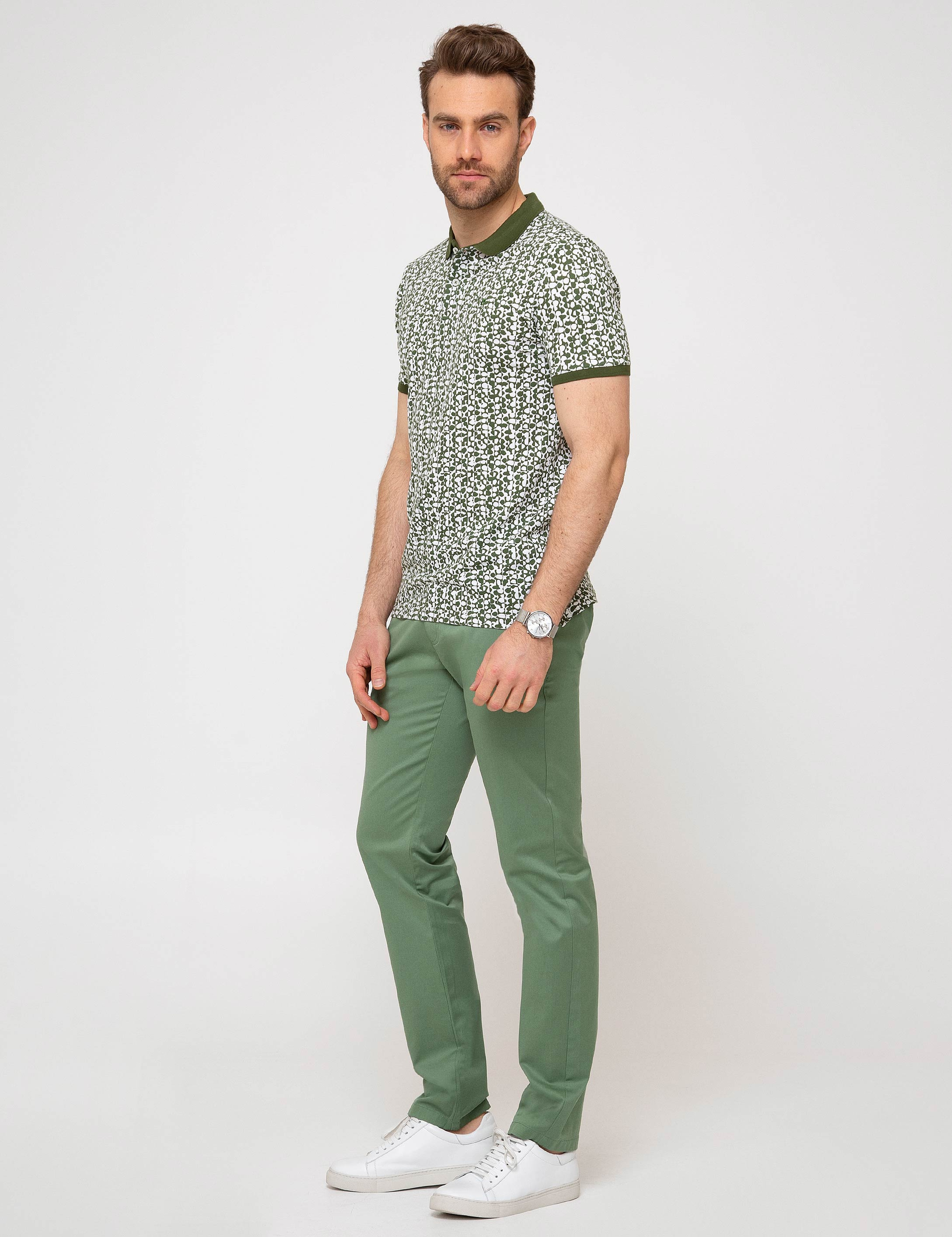 Yeşil Slim Fit Kanvas Pantolon - Image 2