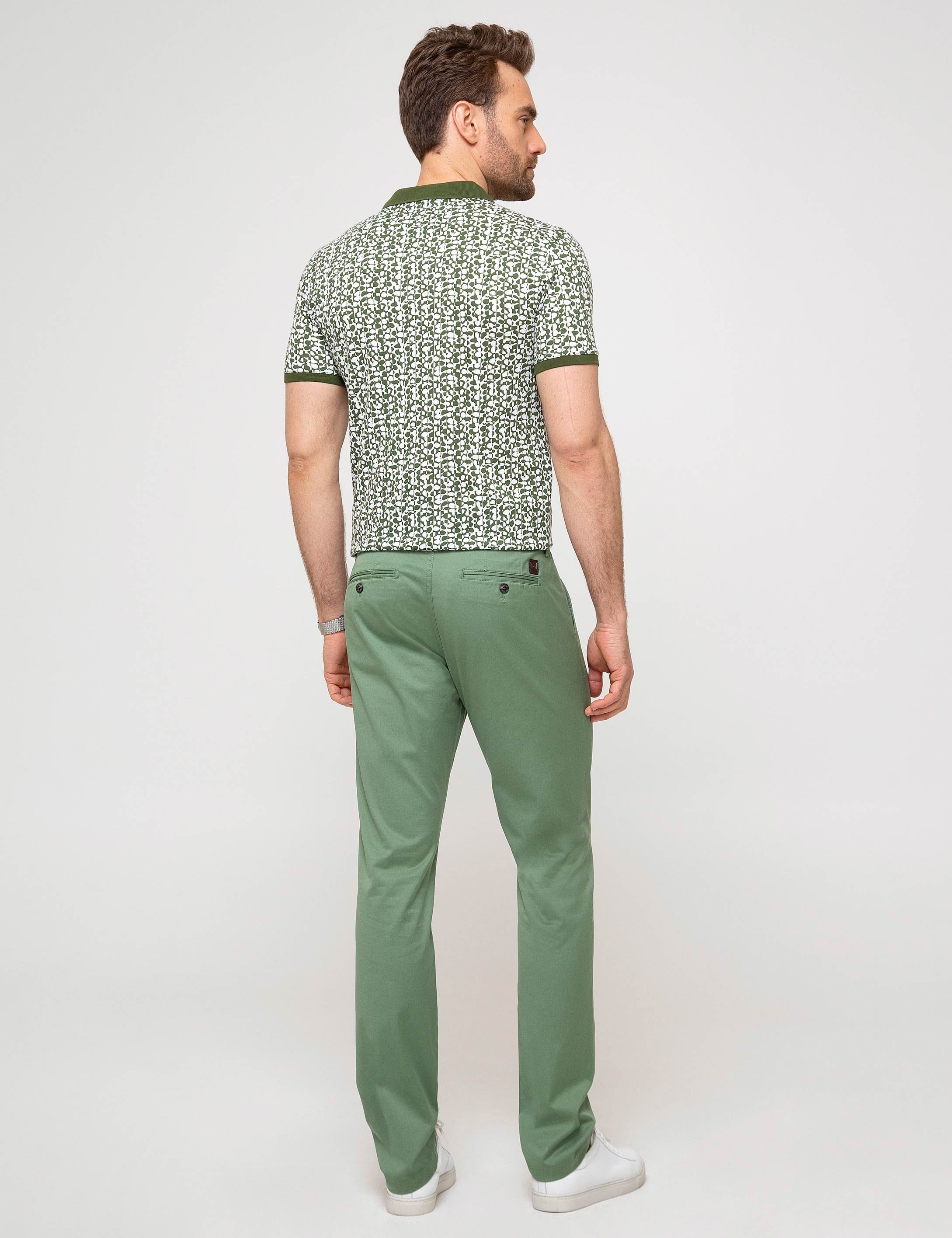 Yeşil Slim Fit Kanvas Pantolon