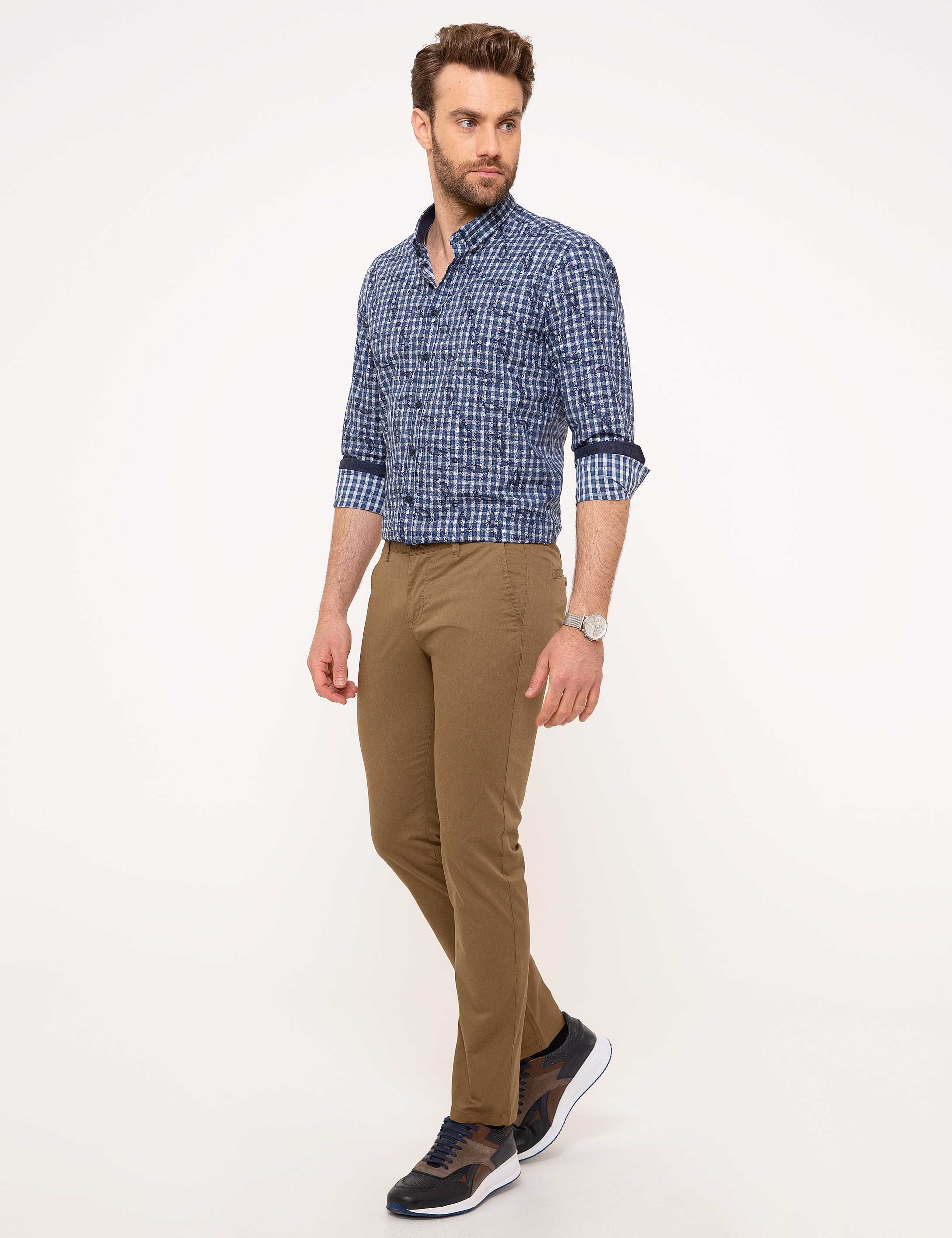 Camel Slim Fit Kanvas Pantolon