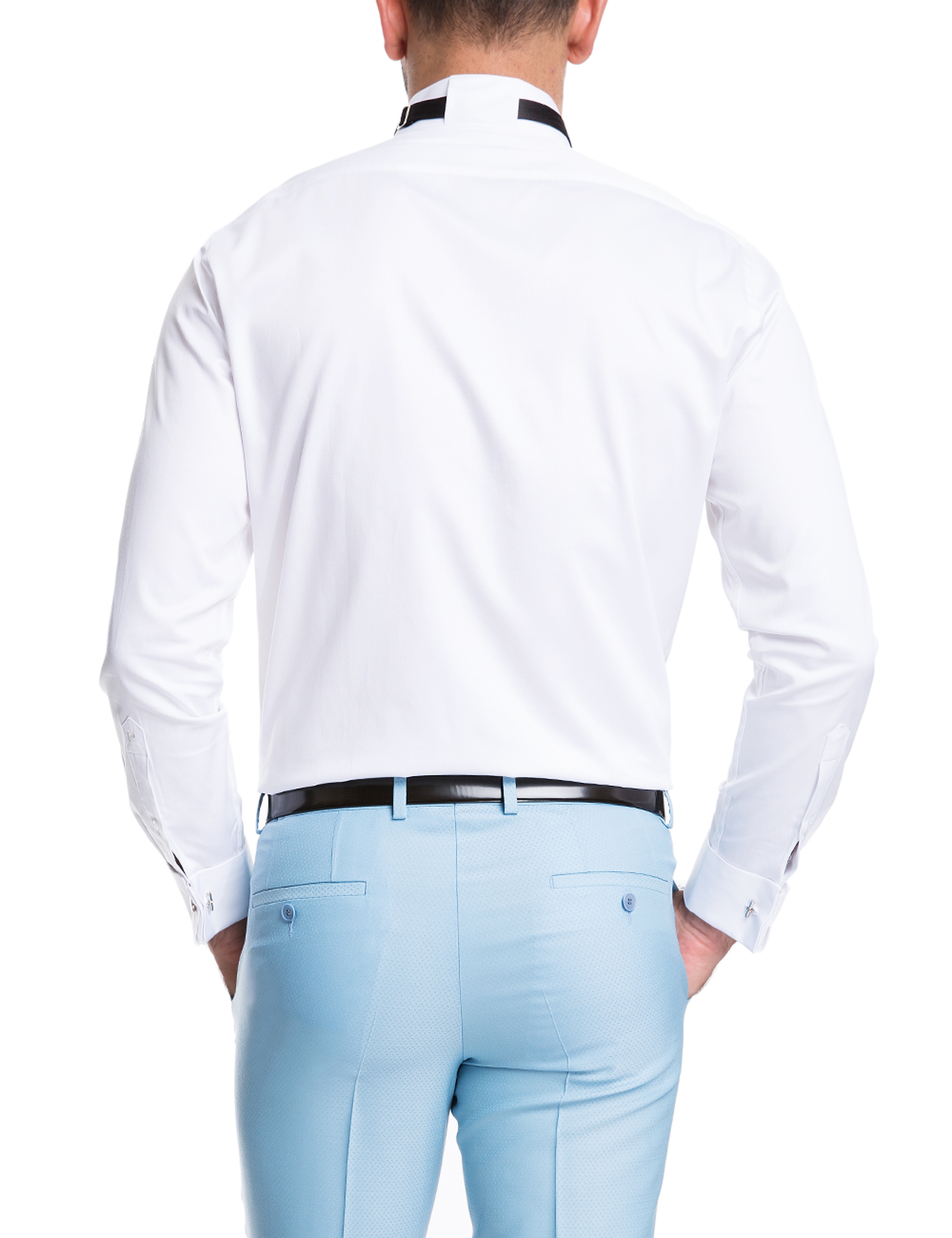 Beyaz Slim Fit Smokin Gömlek - Image 2