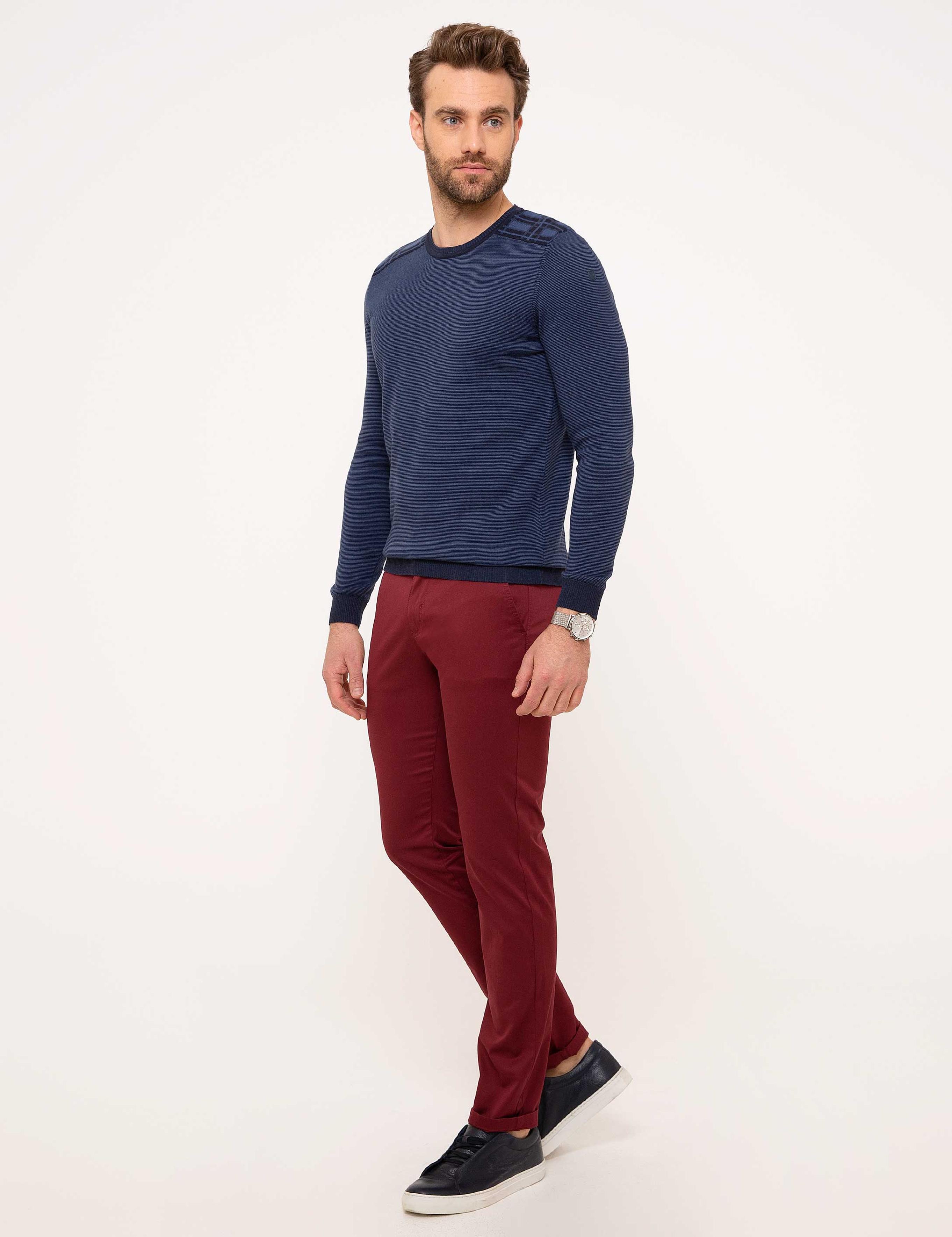 Bordo Slim Fit Chino Pantolon