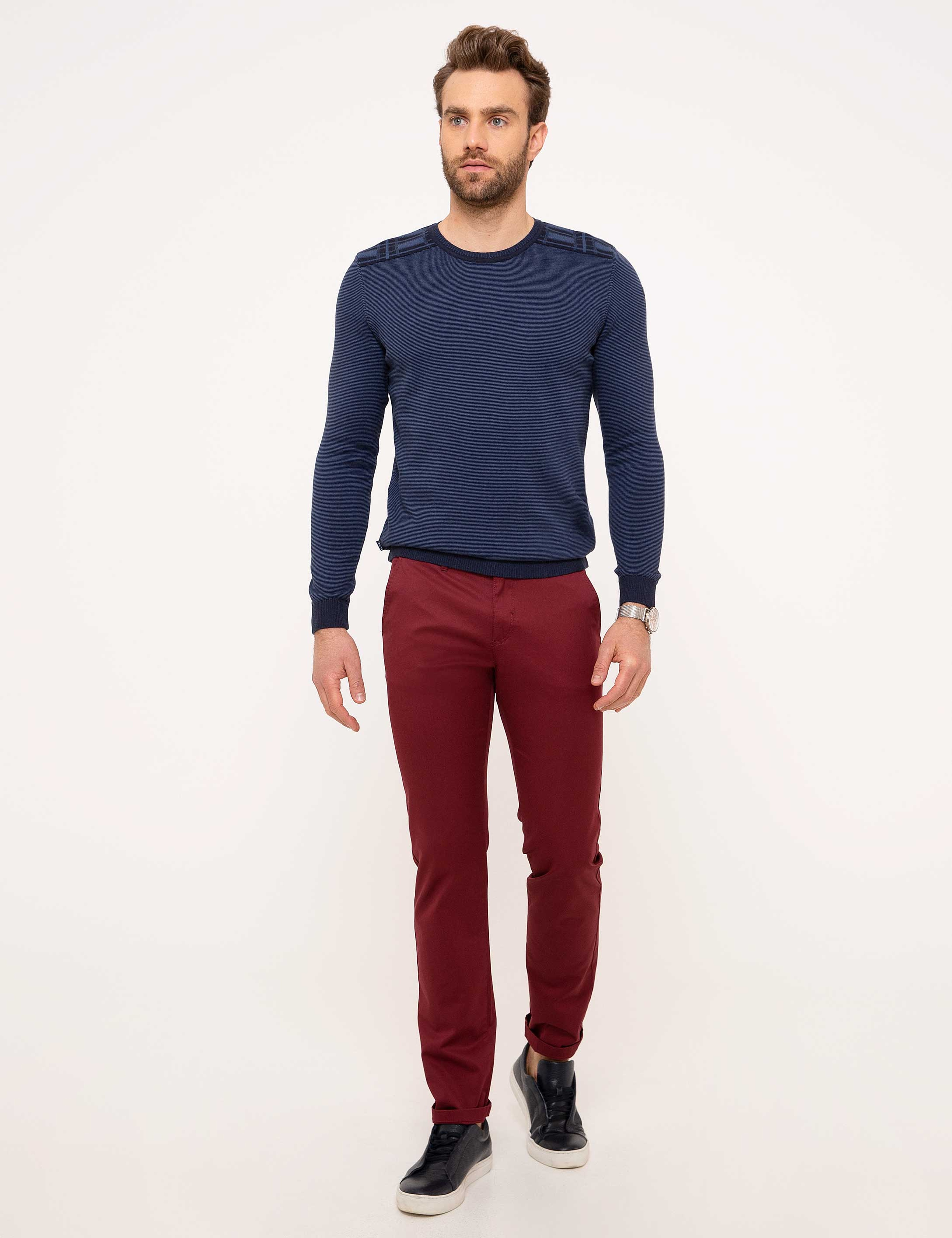 Bordo Slim Fit Chino Pantolon