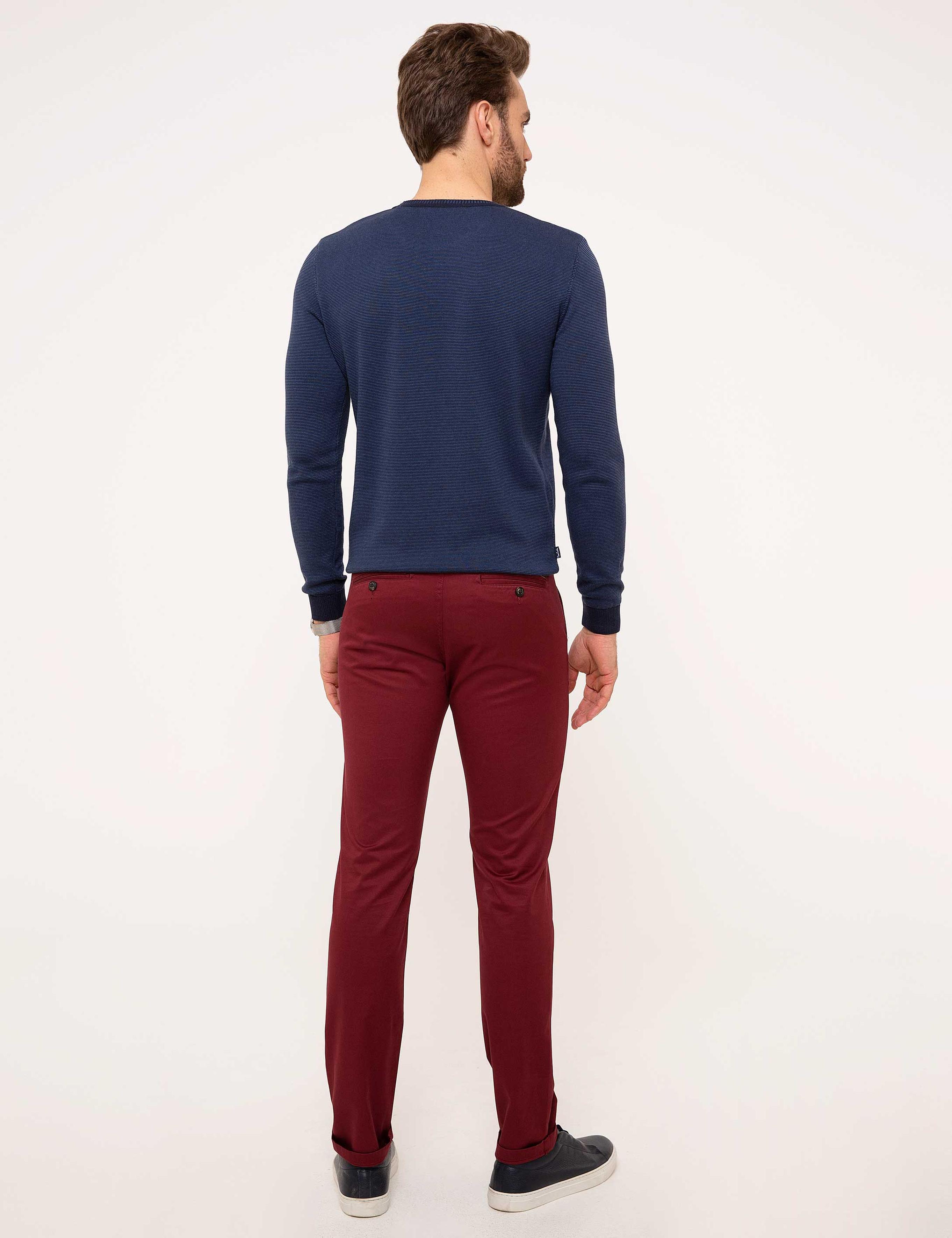 Bordo Slim Fit Chino Pantolon