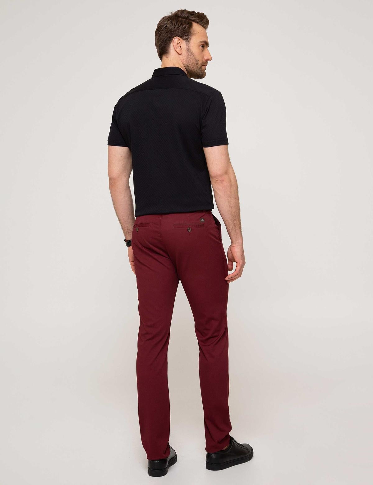 Bordo Slim Fit Kanvas Pantolon - 50158219015
