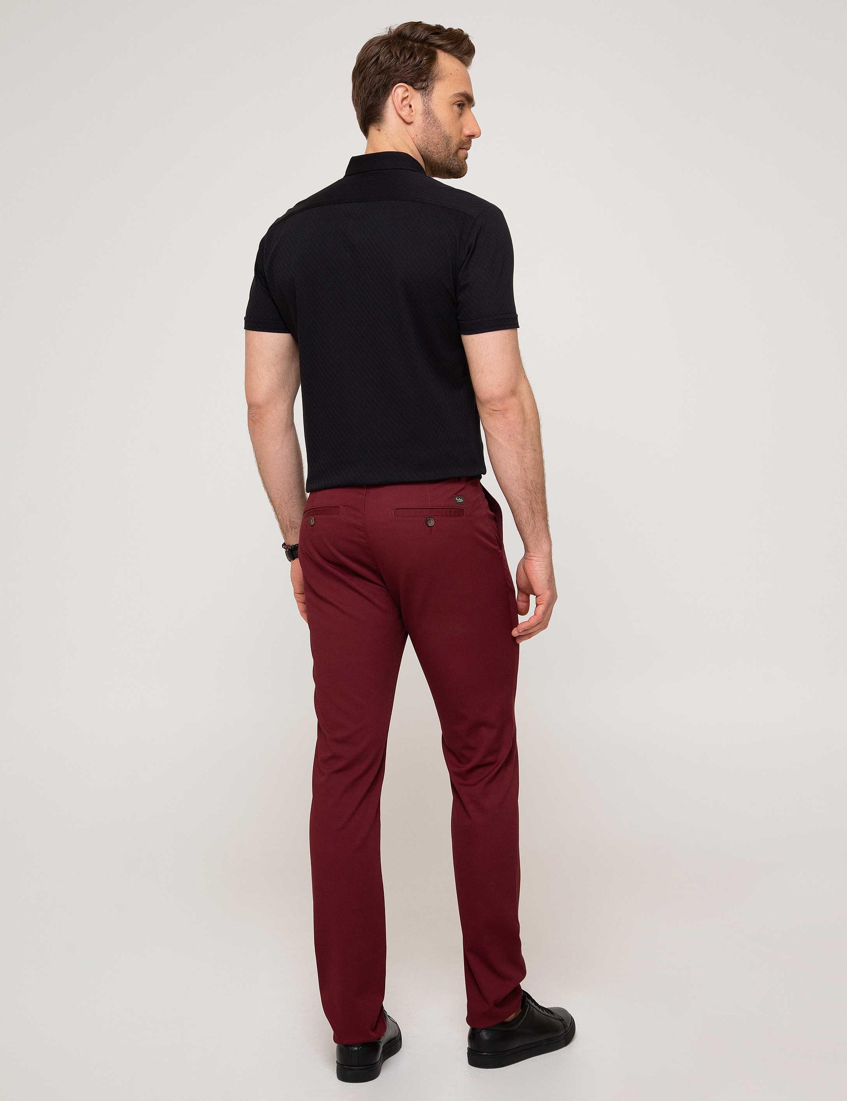 Bordo Slim Fit Kanvas Pantolon