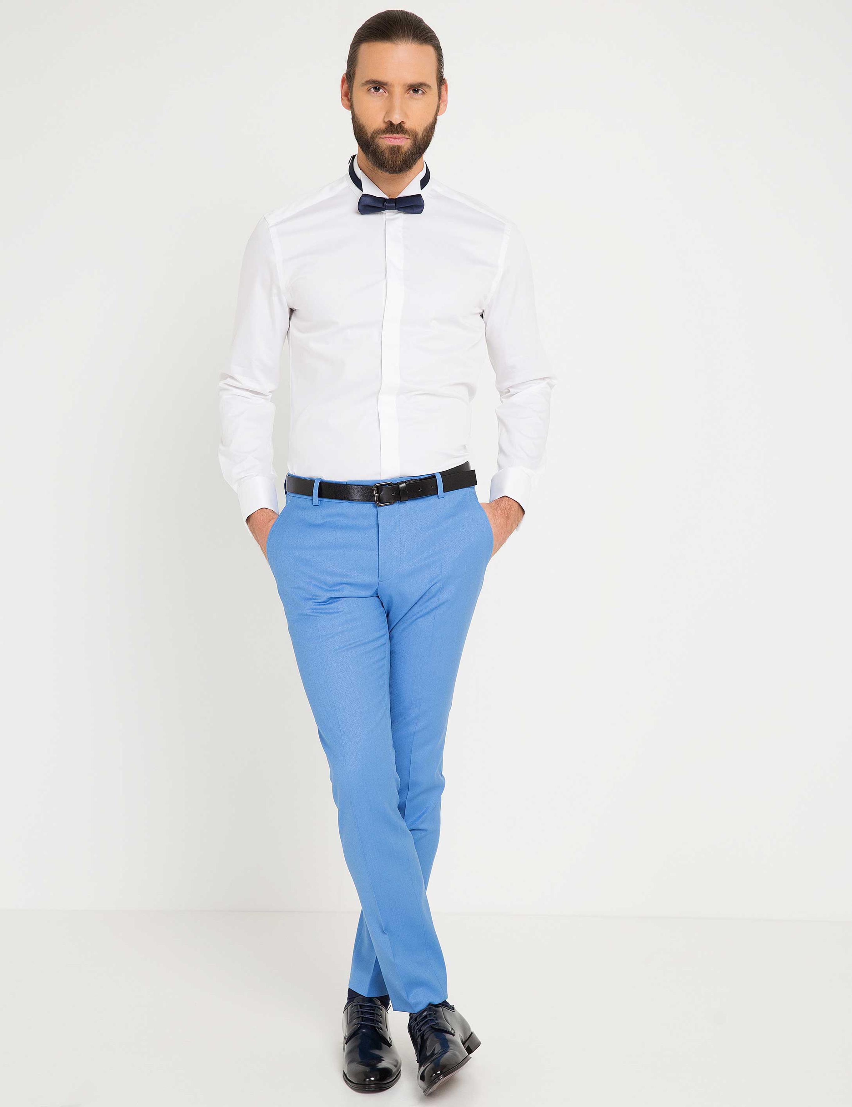 Beyaz Slim Fit Smokin Gömlek