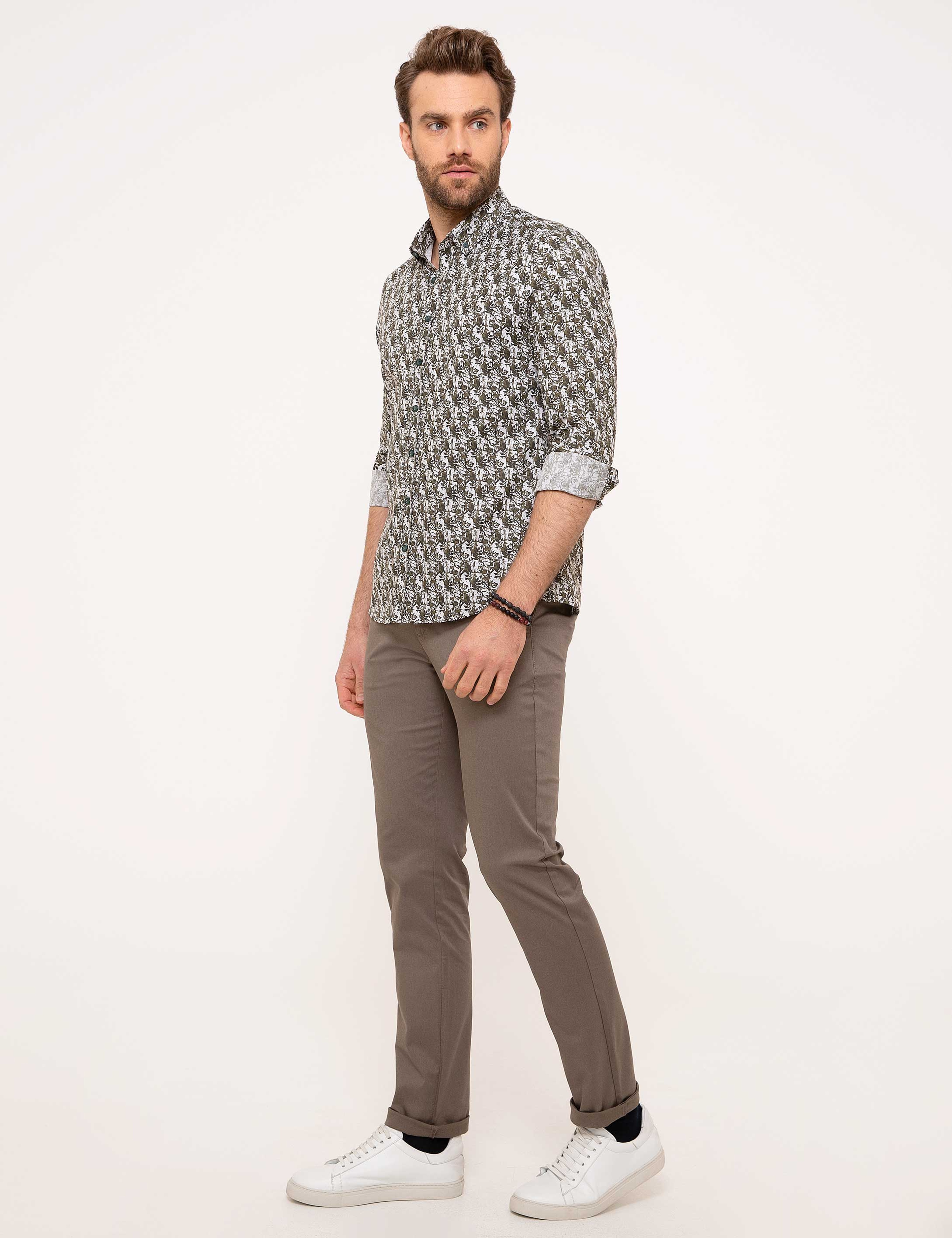 Gri Slim Fit Chino Pantolon - Image 2