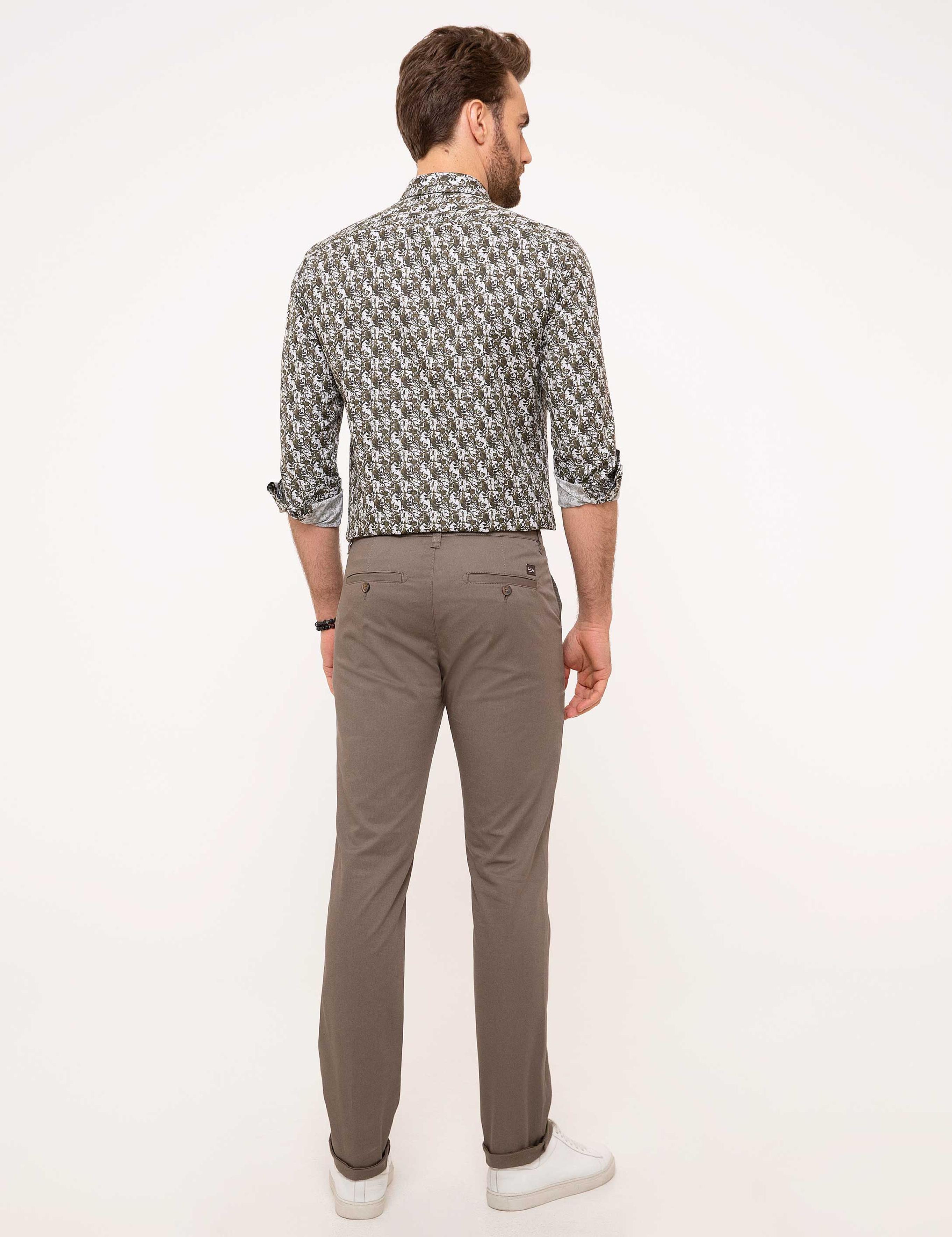 Gri Slim Fit Chino Pantolon