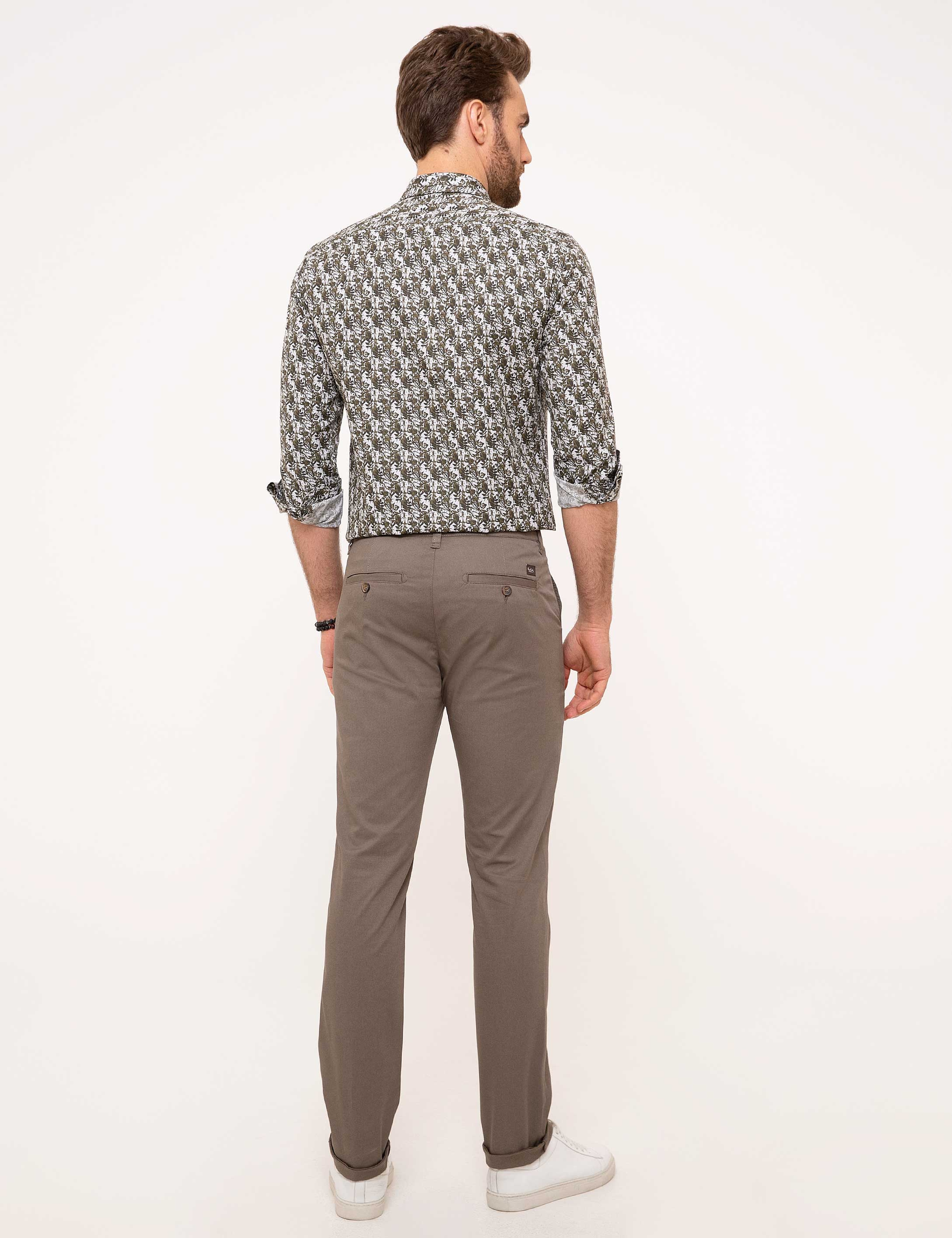 Gri Slim Fit Chino Pantolon - Image 3