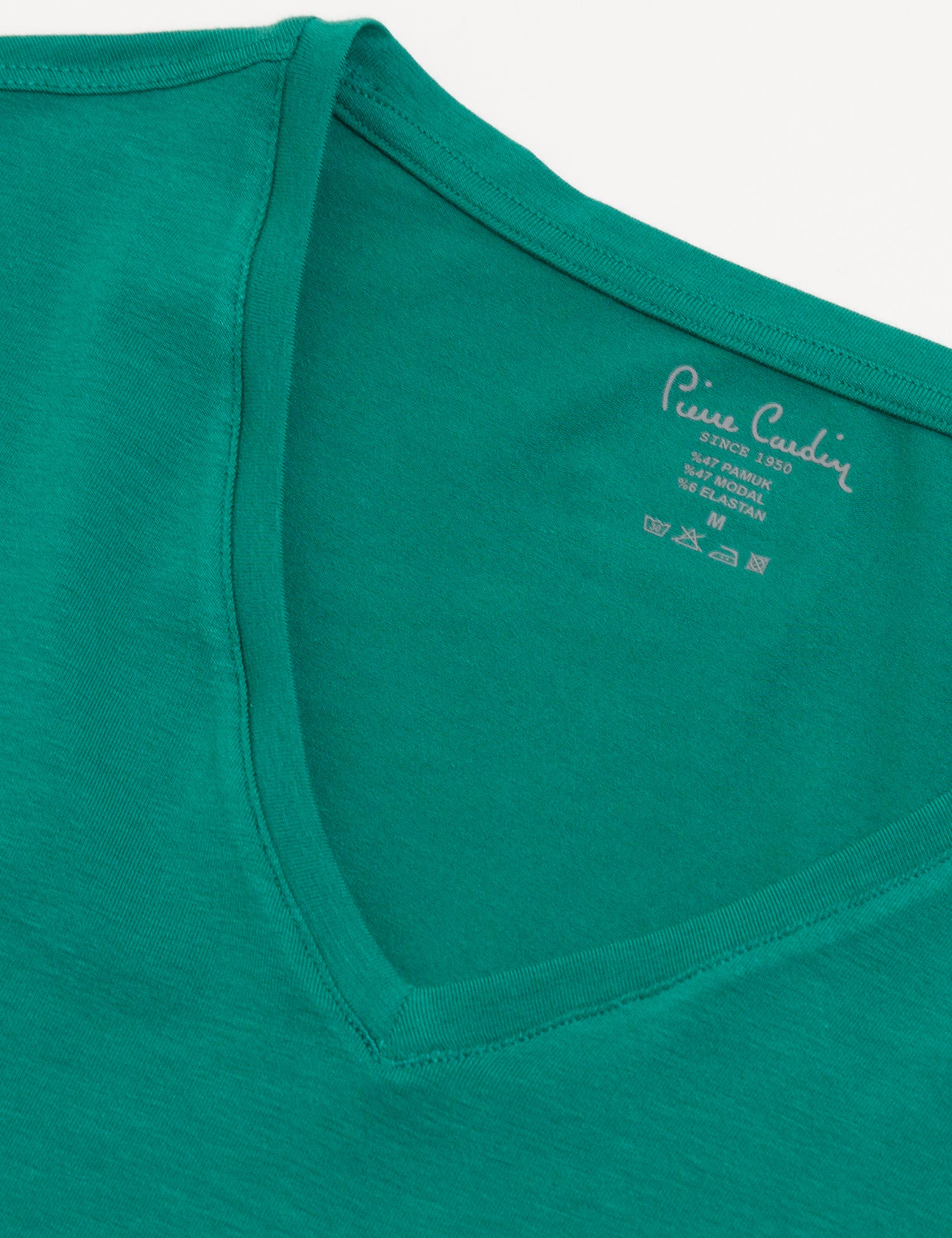 Zümrüt Slim Fit V Yaka T-Shirt - Image 4