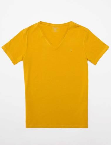 Safran Slim Fit V Yaka T-Shirt