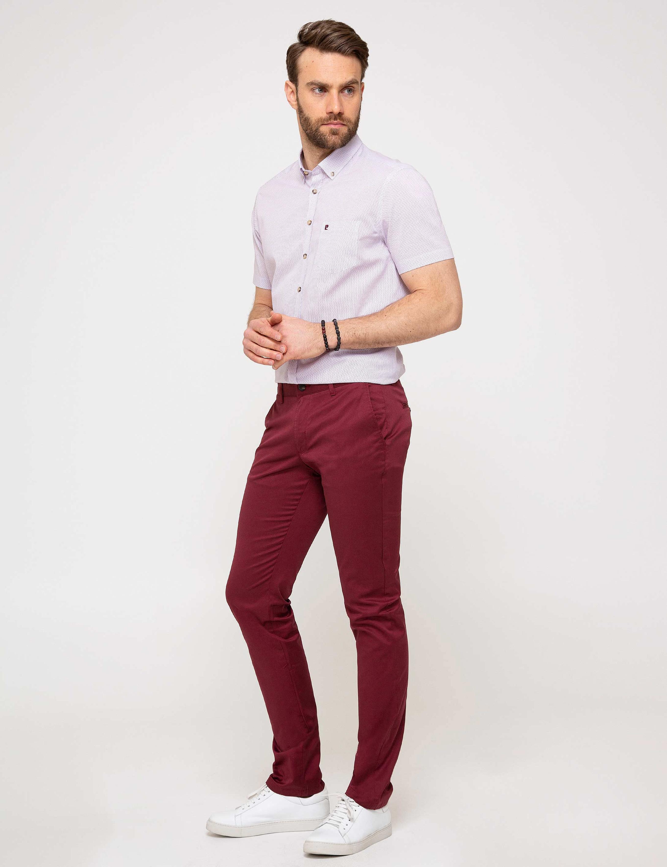 Bordo Slim Fit Chino Pantolon