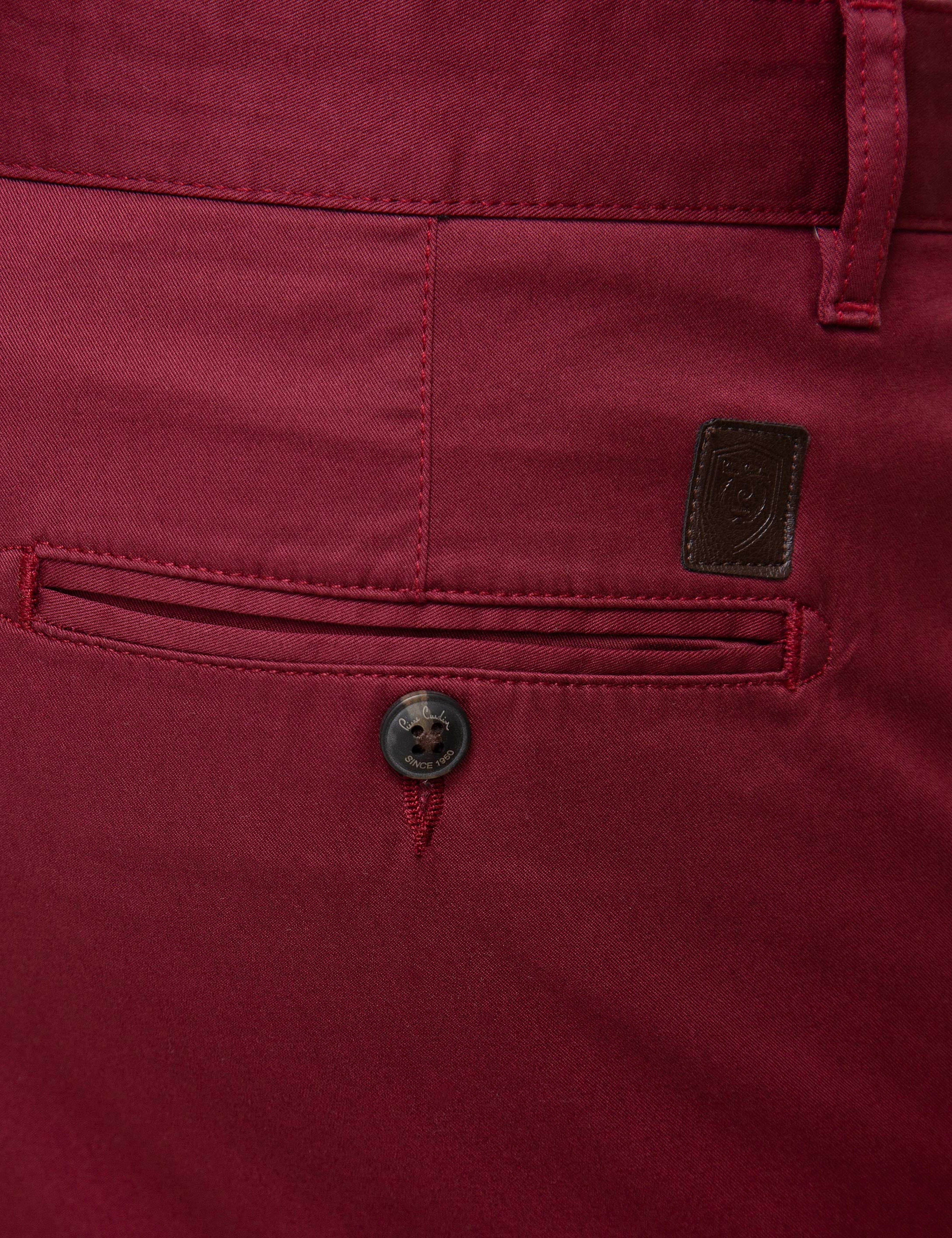 Bordo Slim Fit Kanvas Pantolon