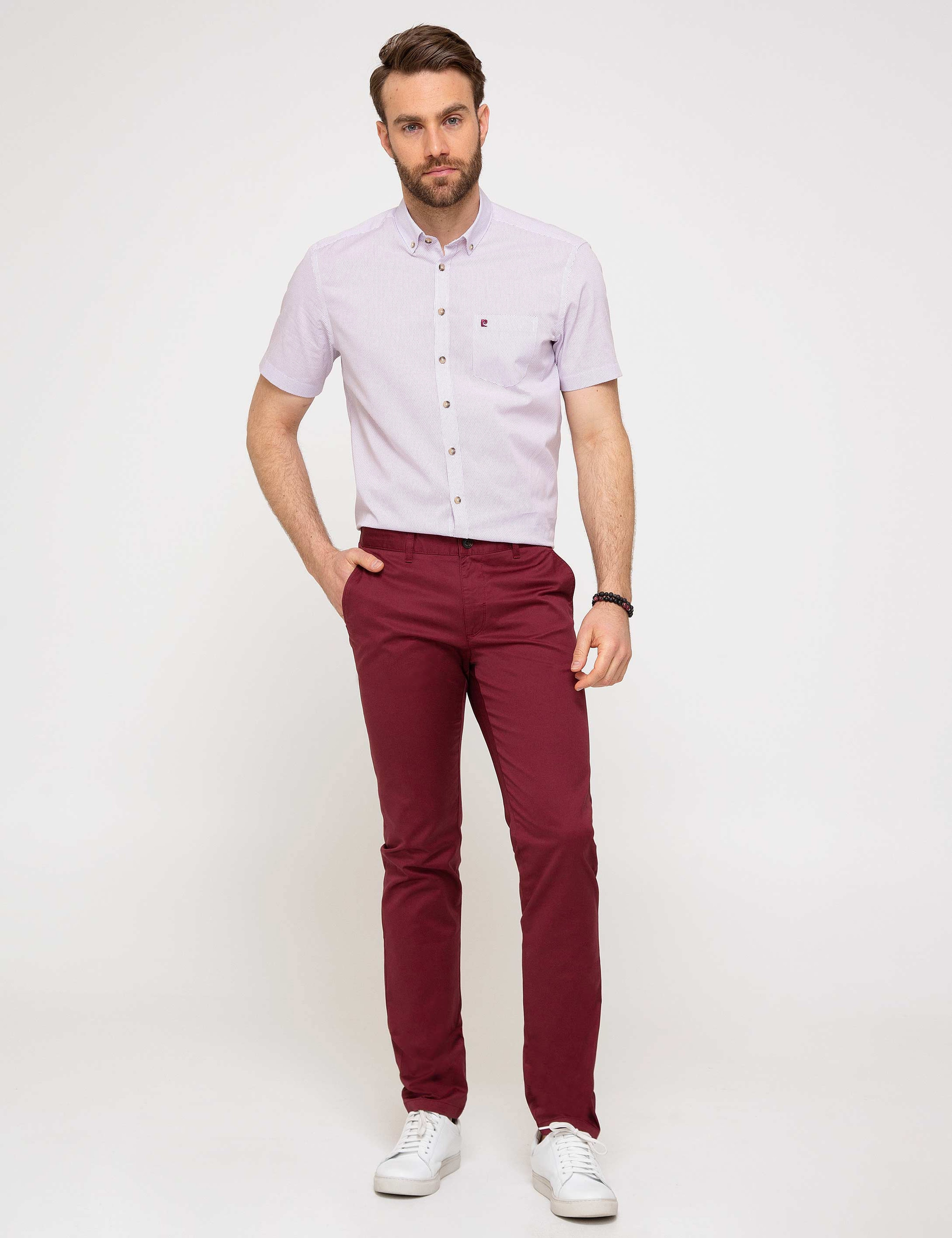 Bordo Slim Fit Kanvas Pantolon - Image 1