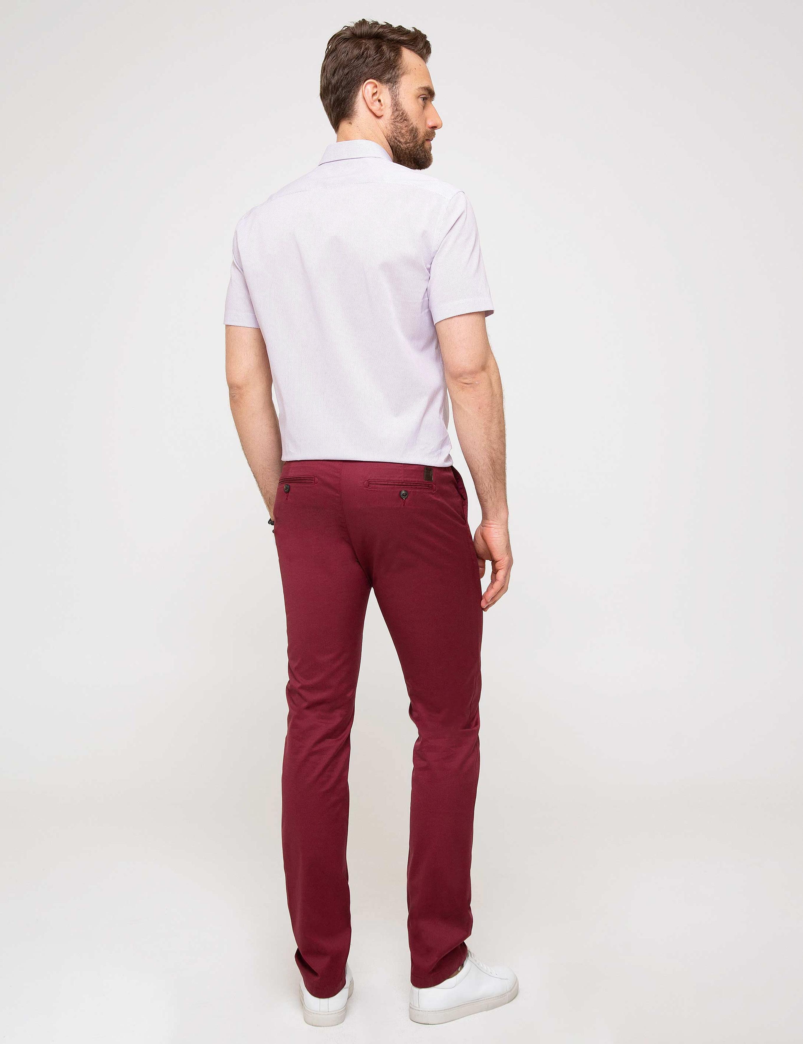 Bordo Slim Fit Chino Pantolon