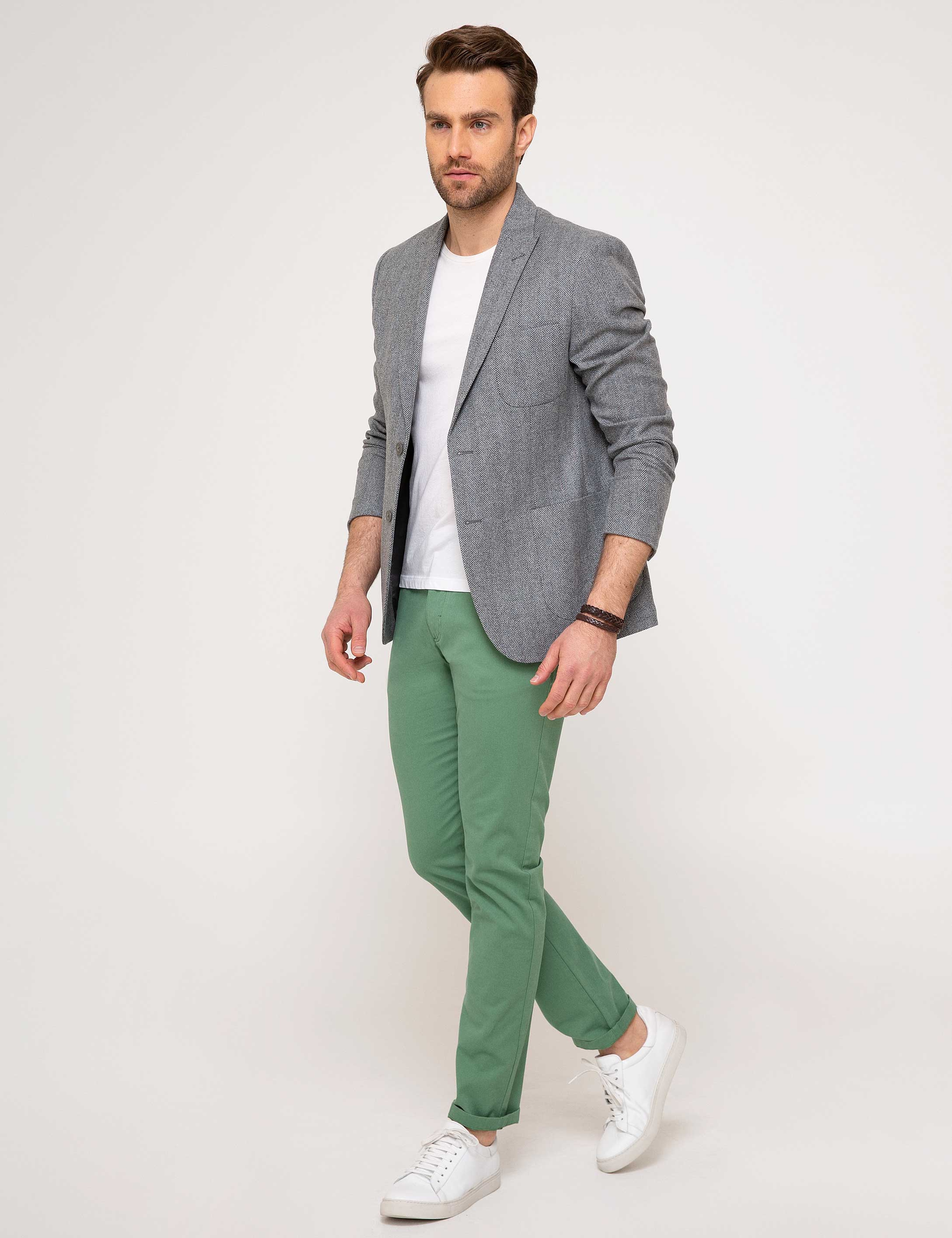 Yeşil Slim Fit Kanvas Pantolon - Image 2