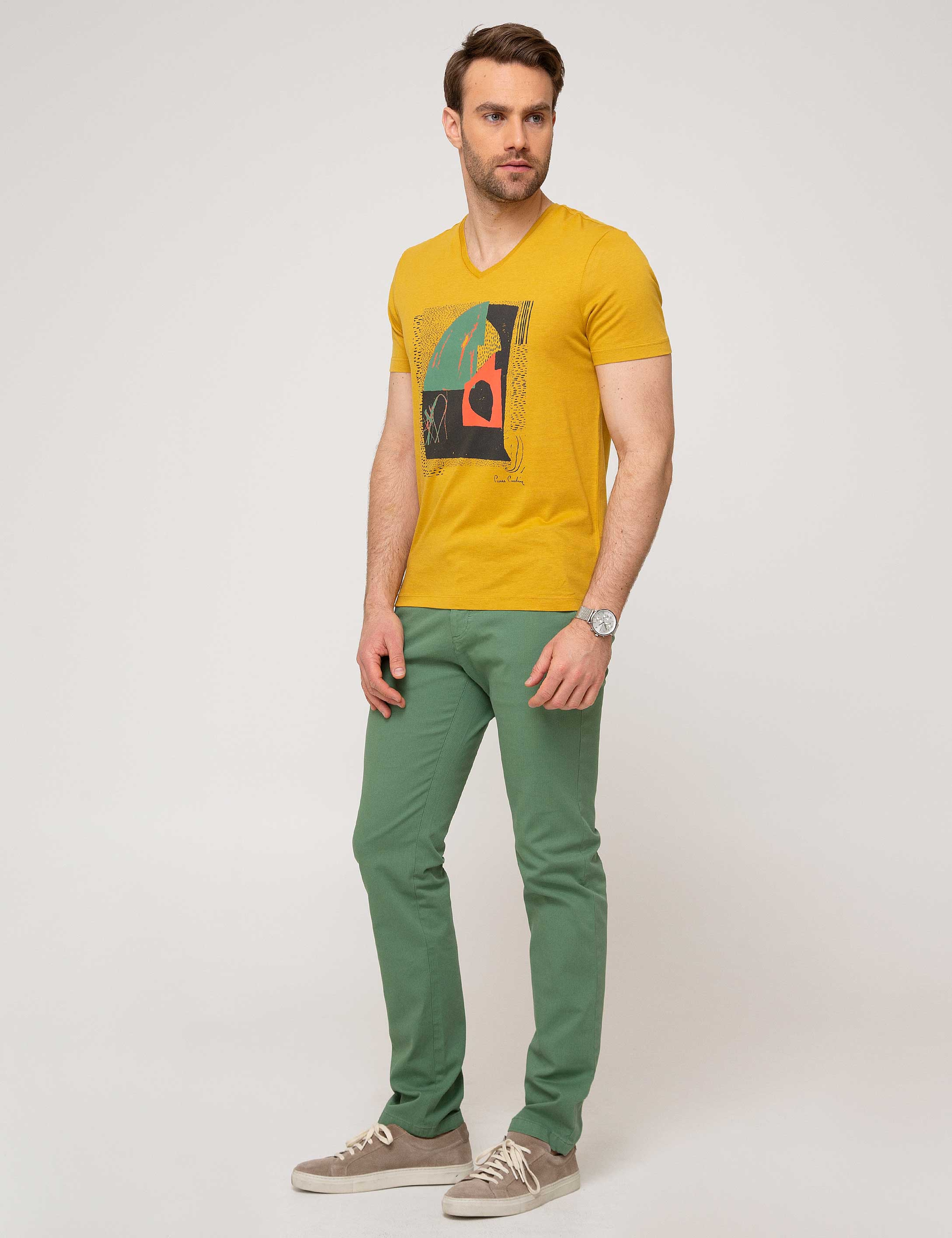 Yeşil Slim Fit Kanvas Pantolon