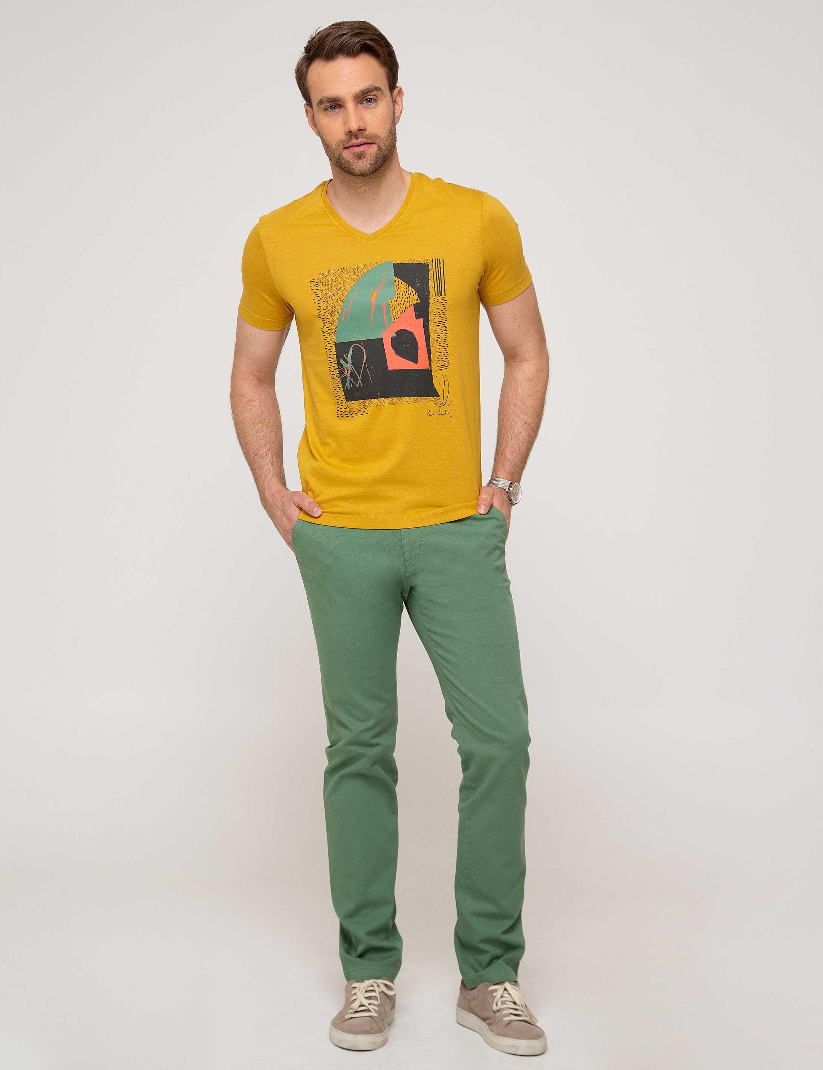 Yeşil Slim Fit Kanvas Pantolon