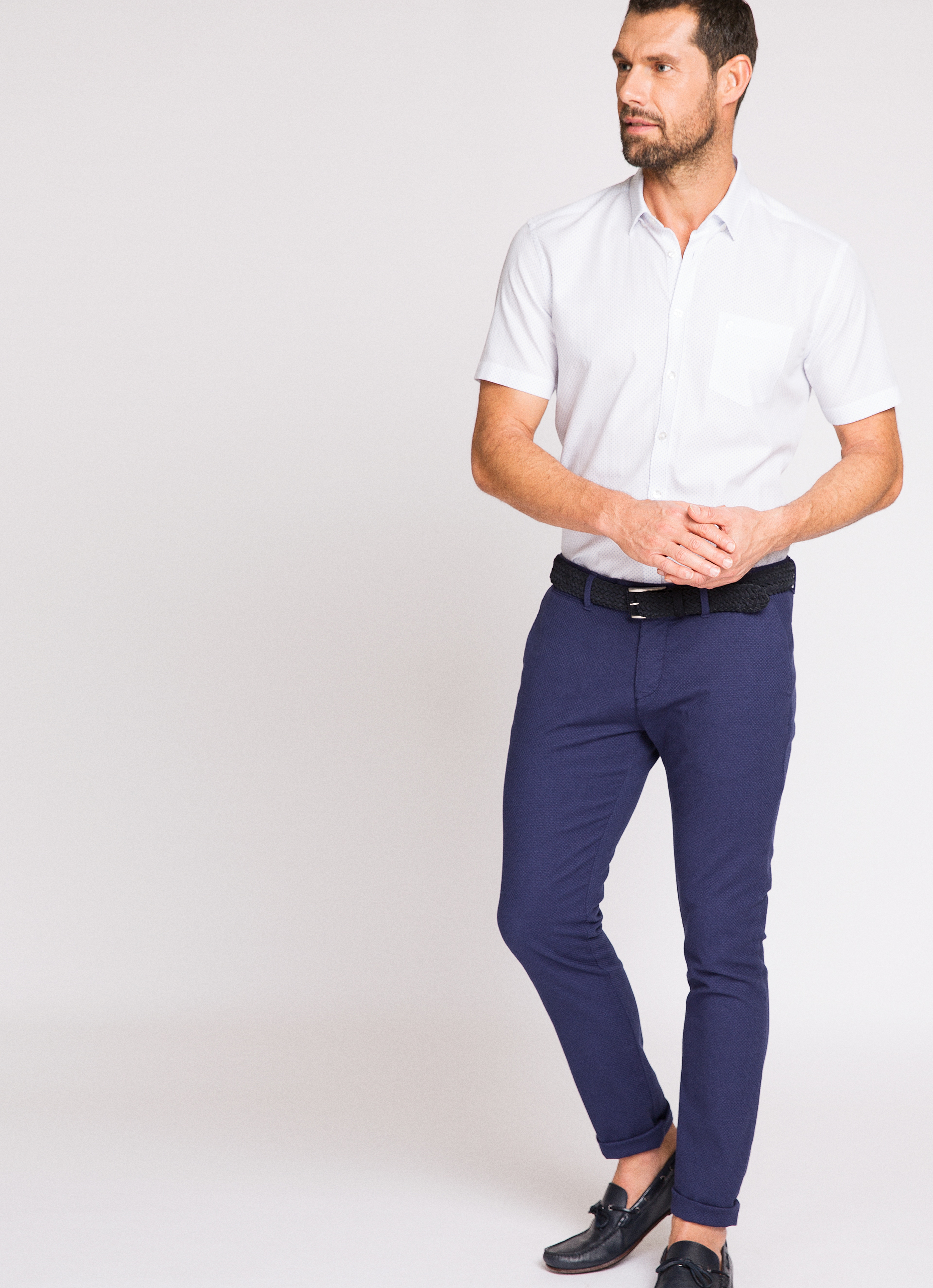 Beyaz Regular Fit Kısa Kollu Gömlek - Image 1