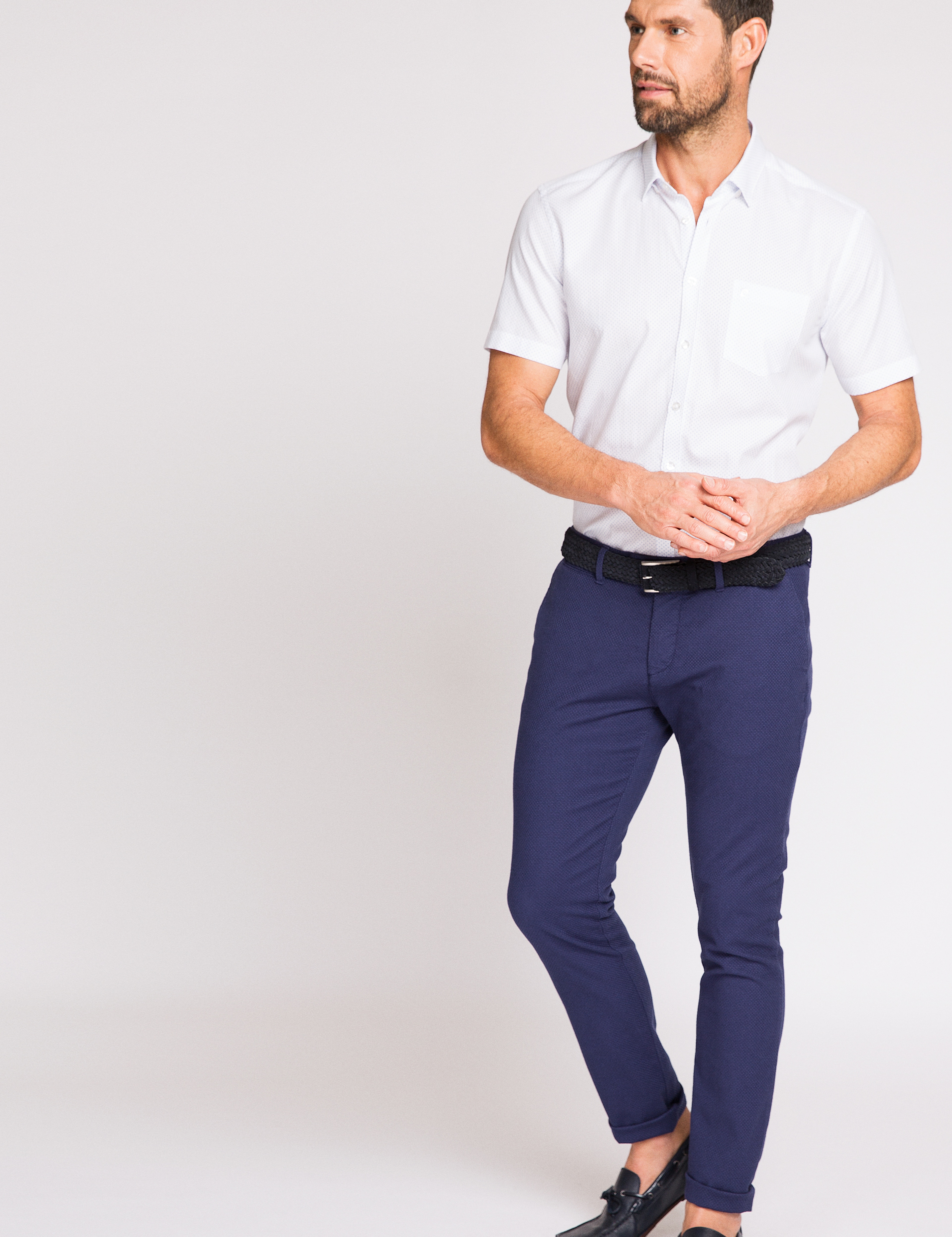 Beyaz Regular Fit Kısa Kollu Gömlek
