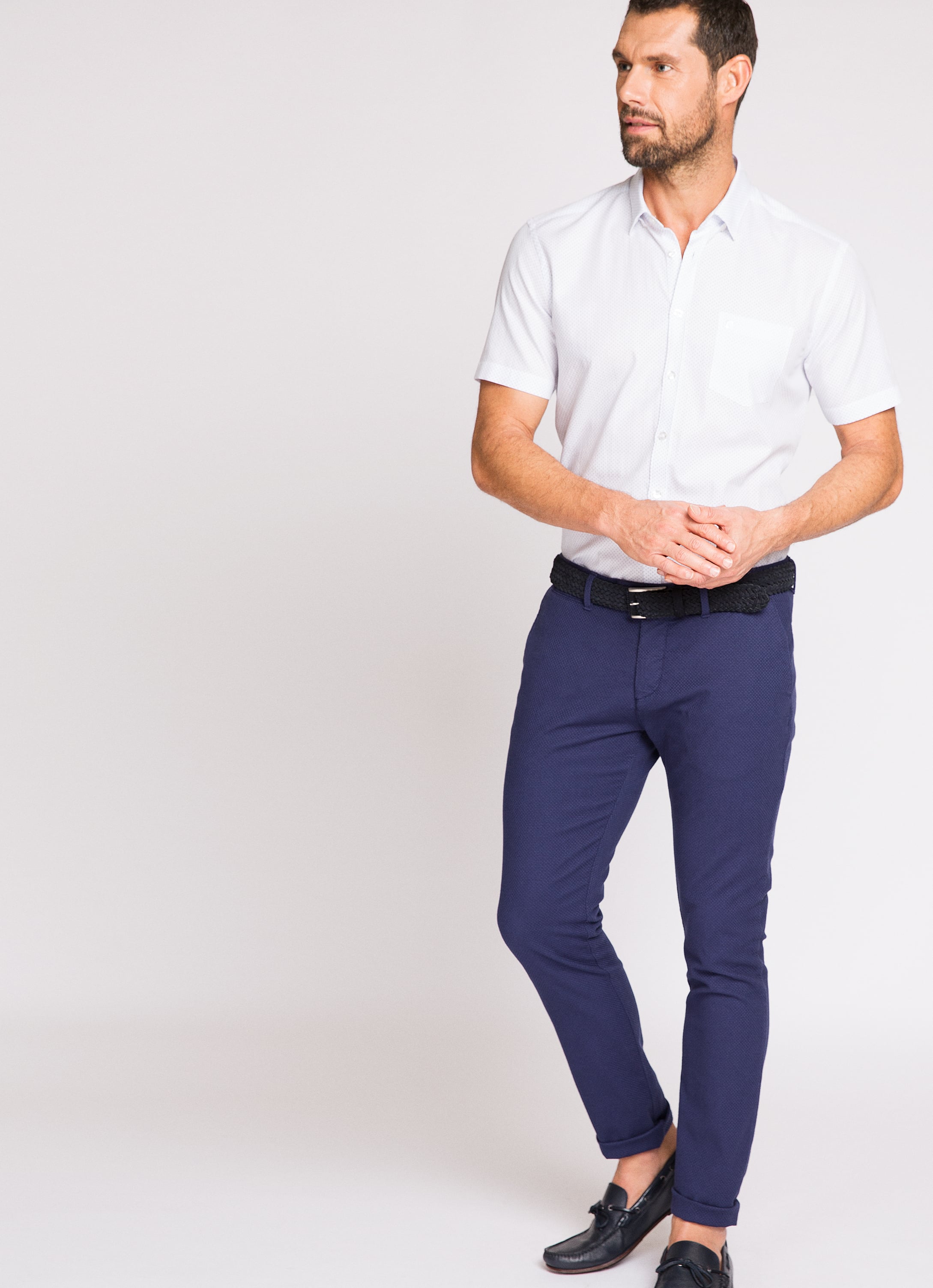 Beyaz Regular Fit Kısa Kollu Gömlek