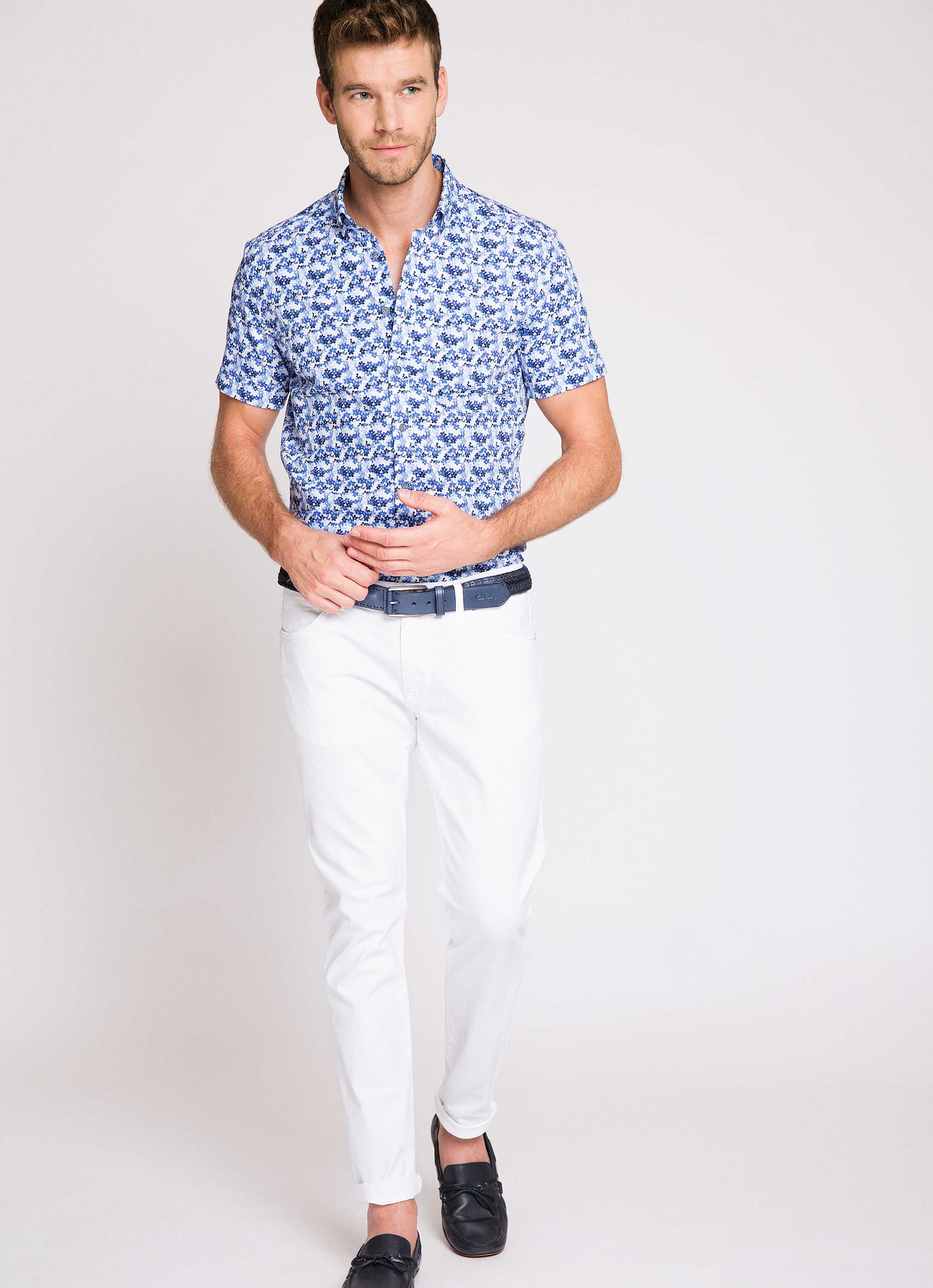 Mavi Slim Fit Kısa Kollu Gömlek - Image 2