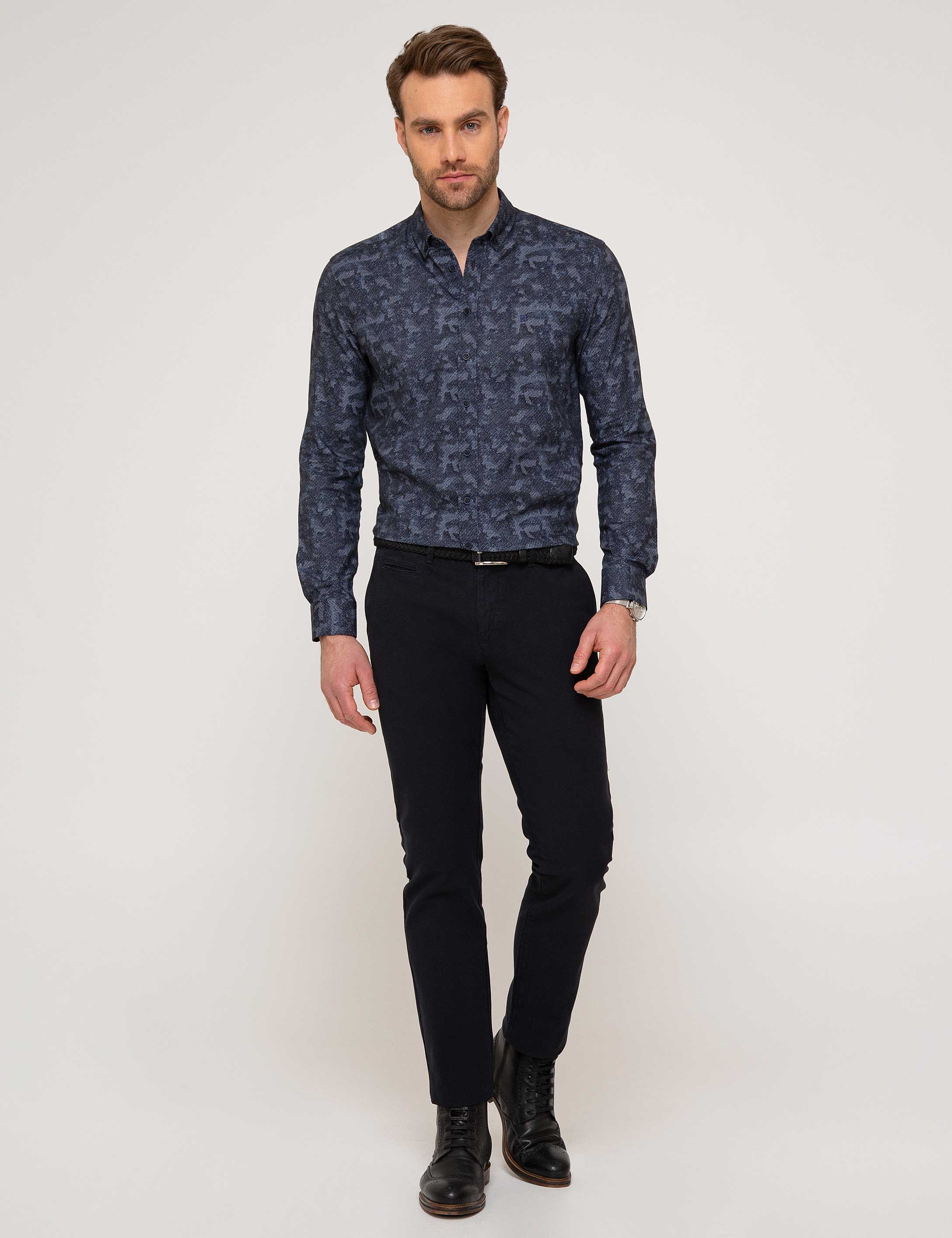 Lacivert Slim Fit Gömlek - Image 3