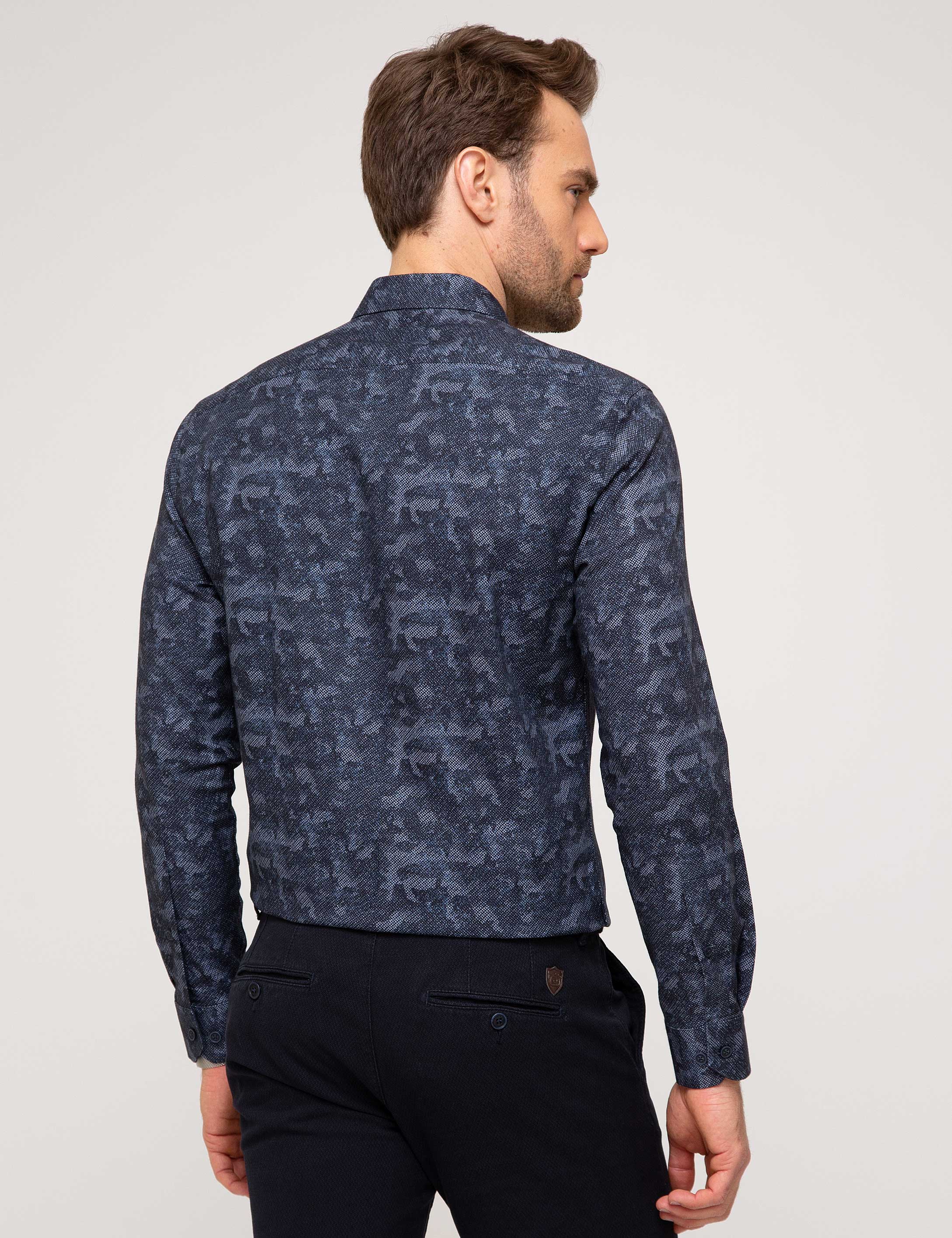 Lacivert Slim Fit Gömlek - Image 4