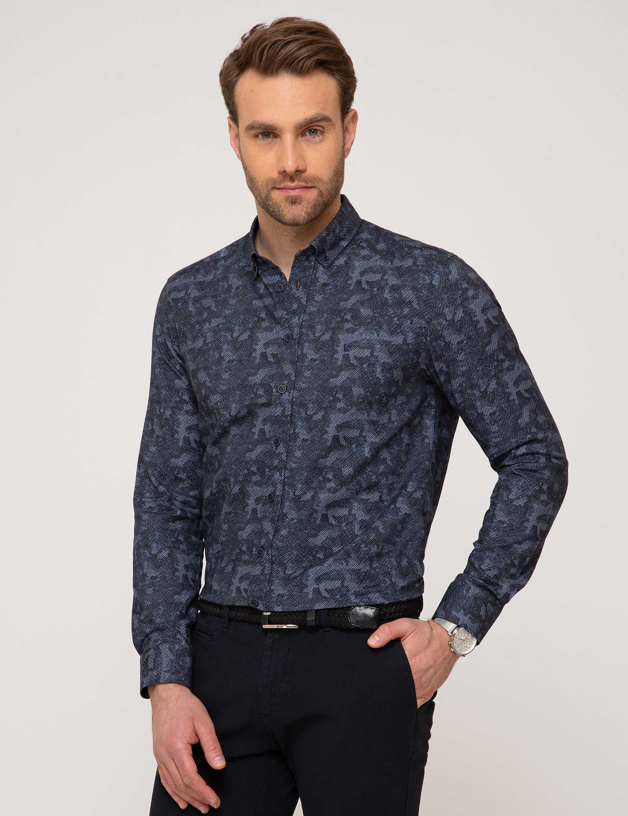 Lacivert Slim Fit Gömlek - Image 2
