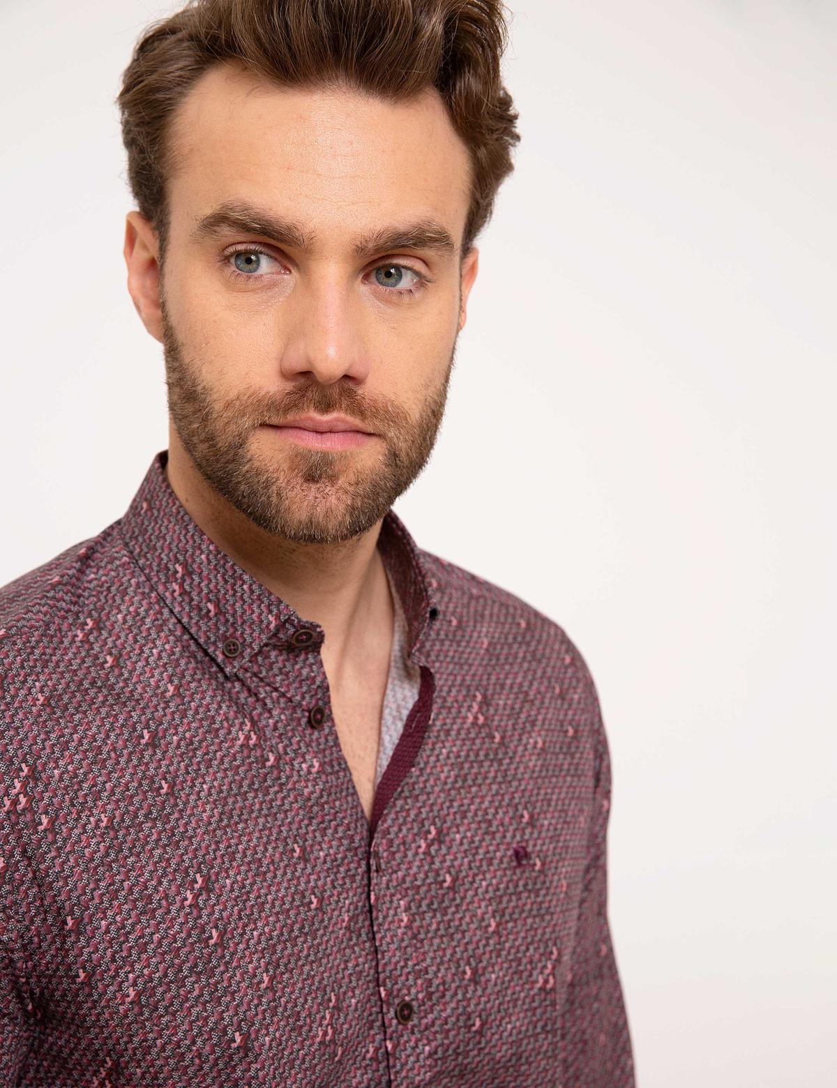 Slim Bordo Gömlek - 50174760016