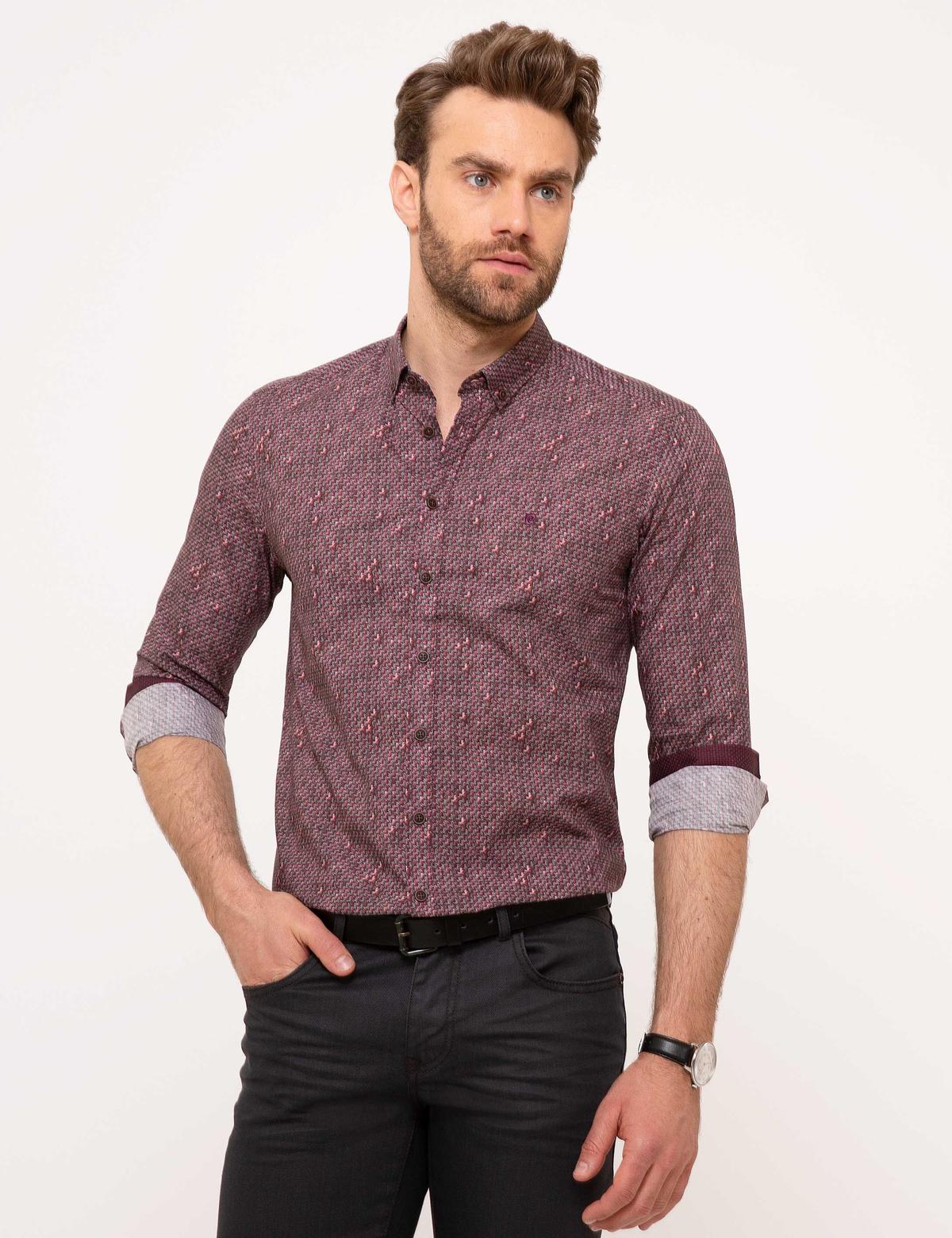 Slim Bordo Gömlek