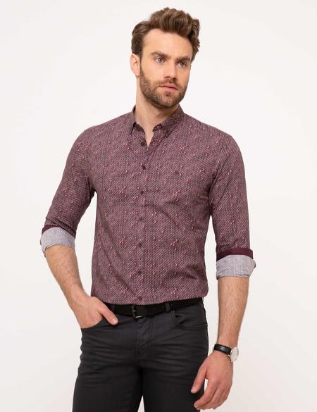 Slim Bordo Gömlek - 50174760016