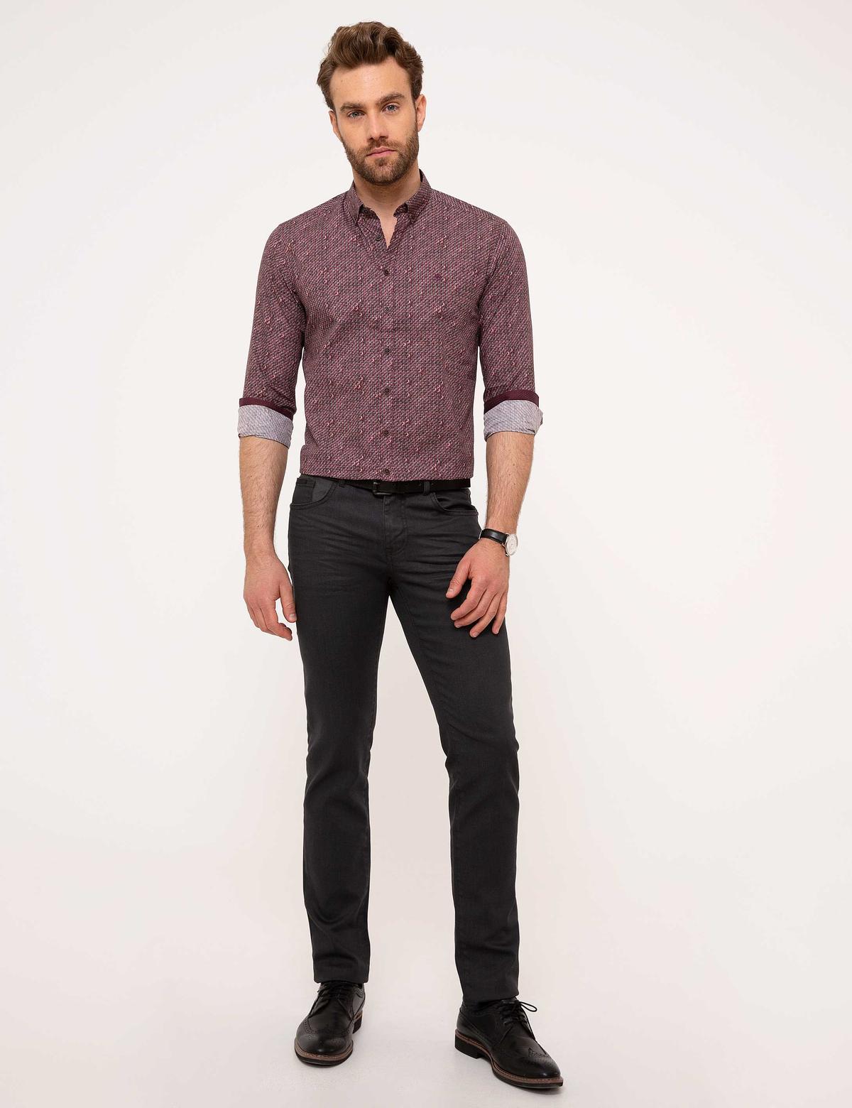 Slim Bordo Gömlek - 50174760016