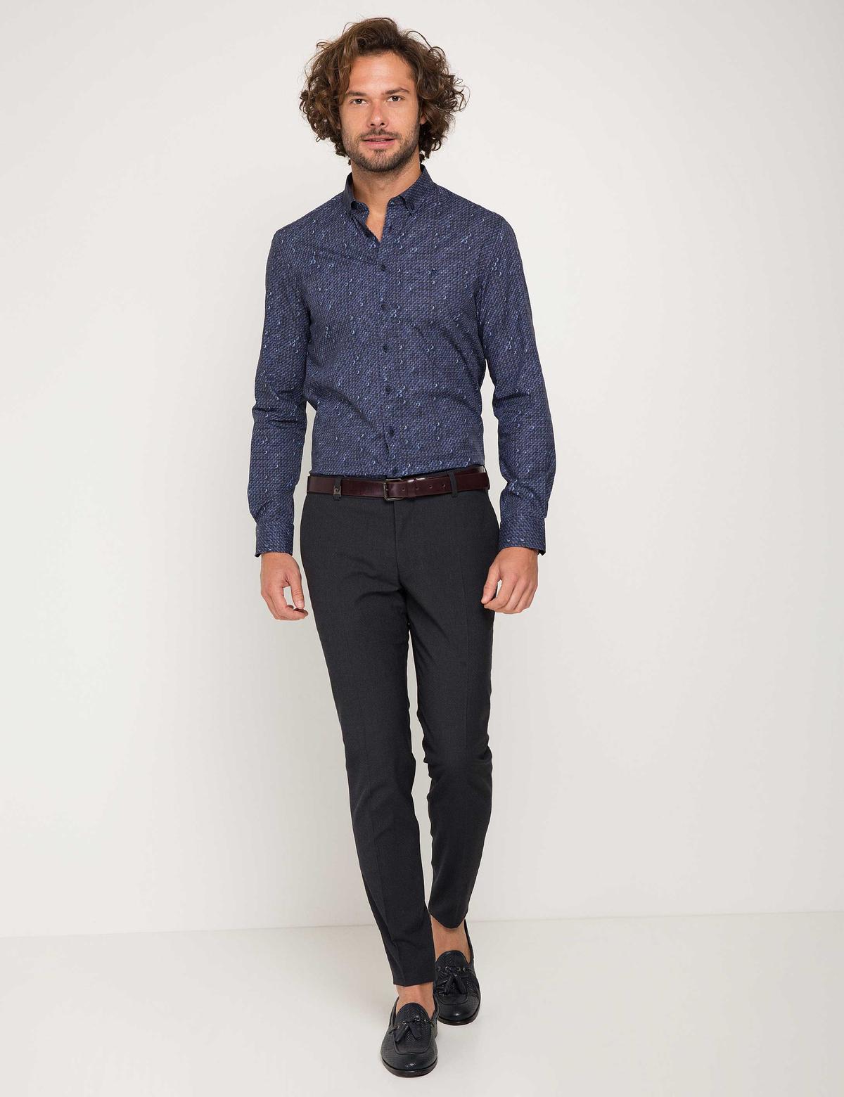 Slim Lacivert Gömlek - 50174760028