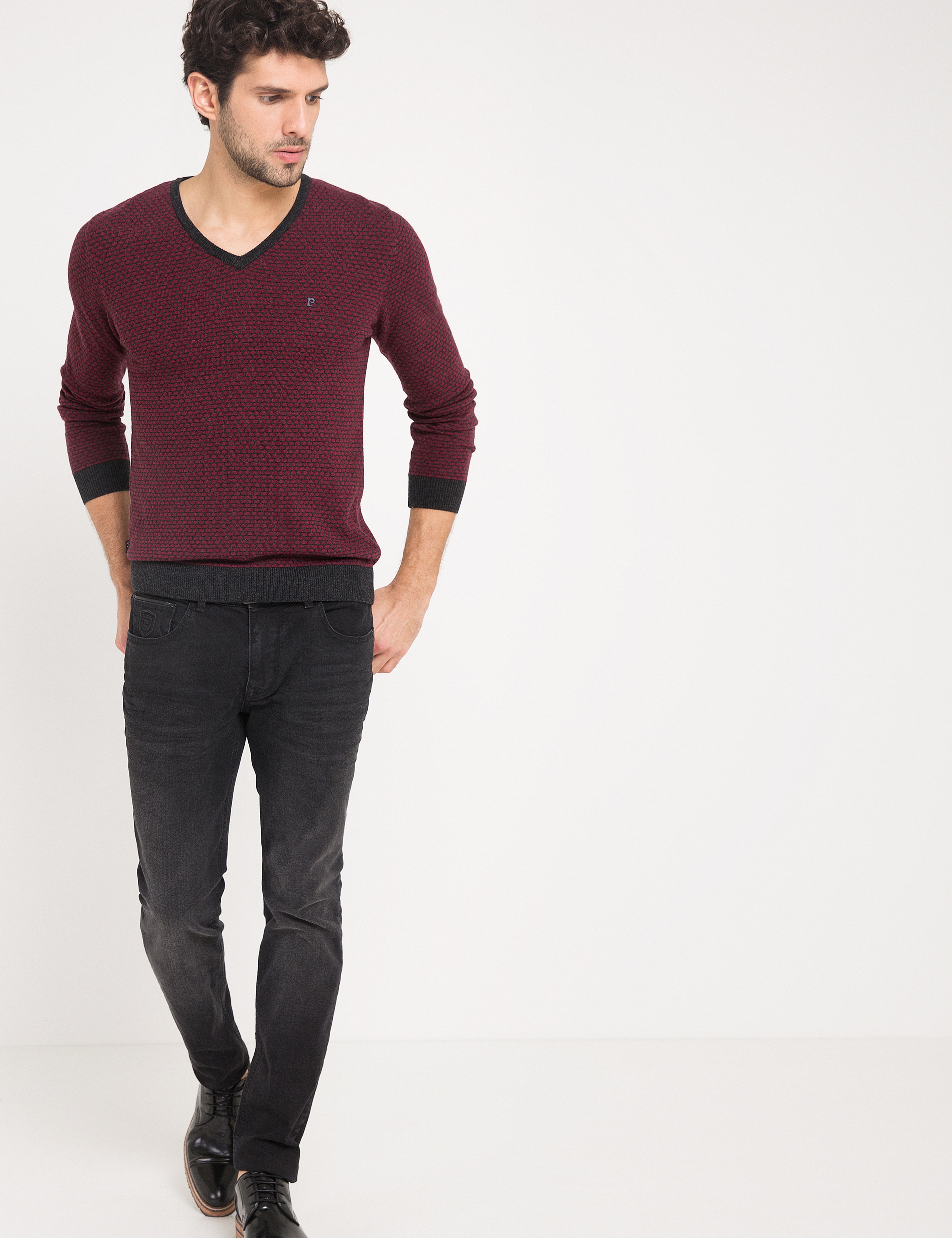 Bordo Slim Fit Triko Kazak - Image 1
