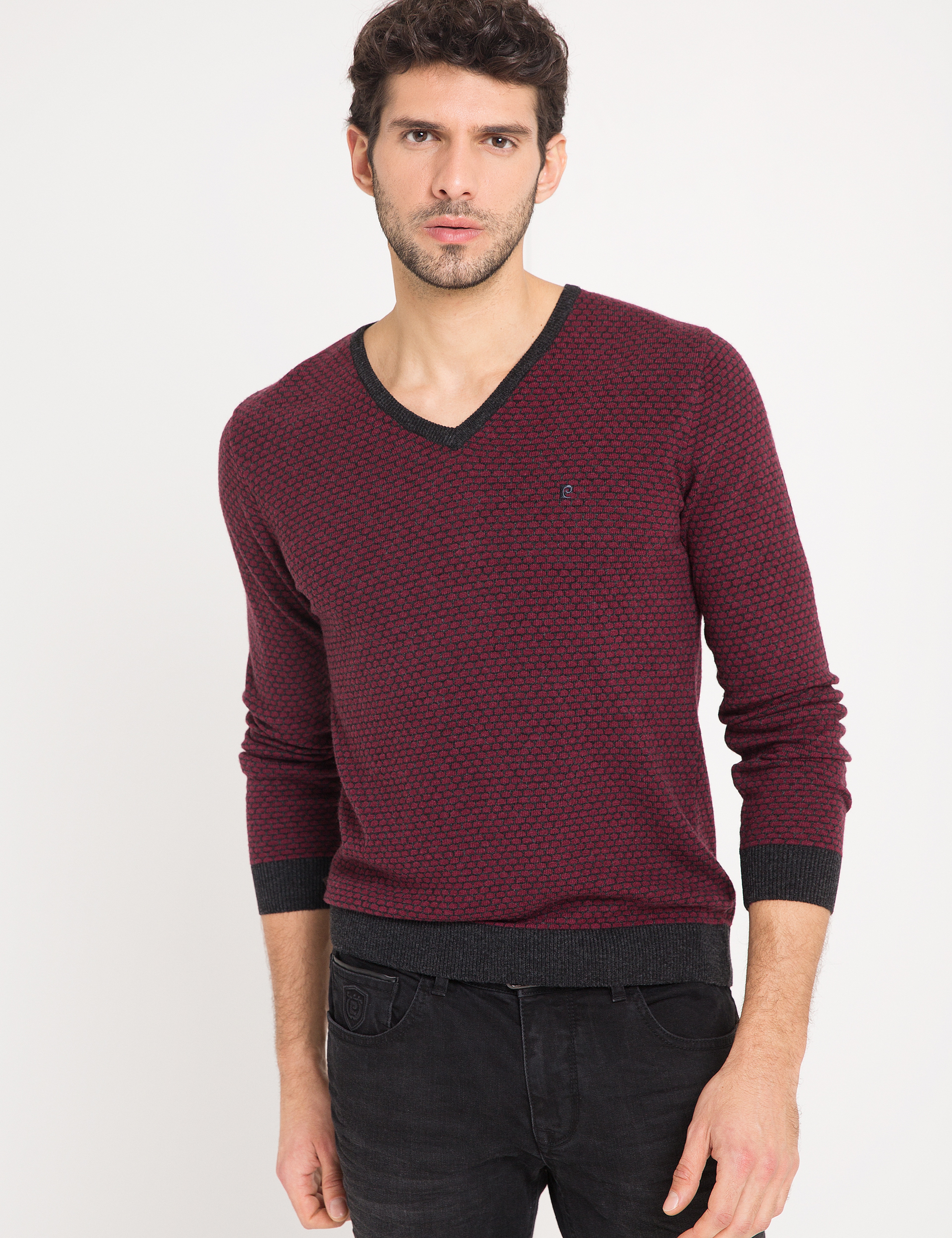 Bordo Slim Fit Triko Kazak - Image 2
