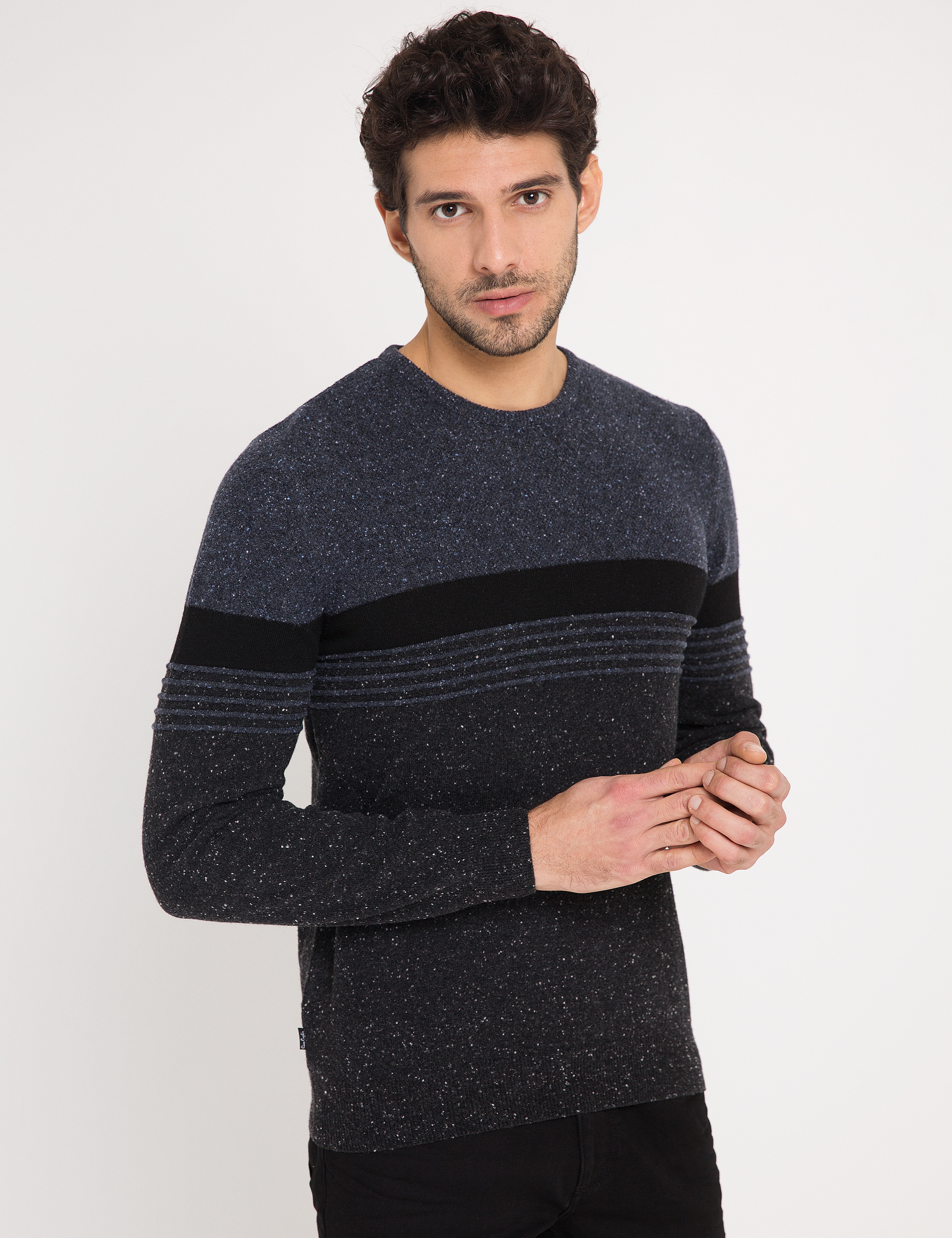 Lacivert Slim Fit Triko Kazak - Image 1