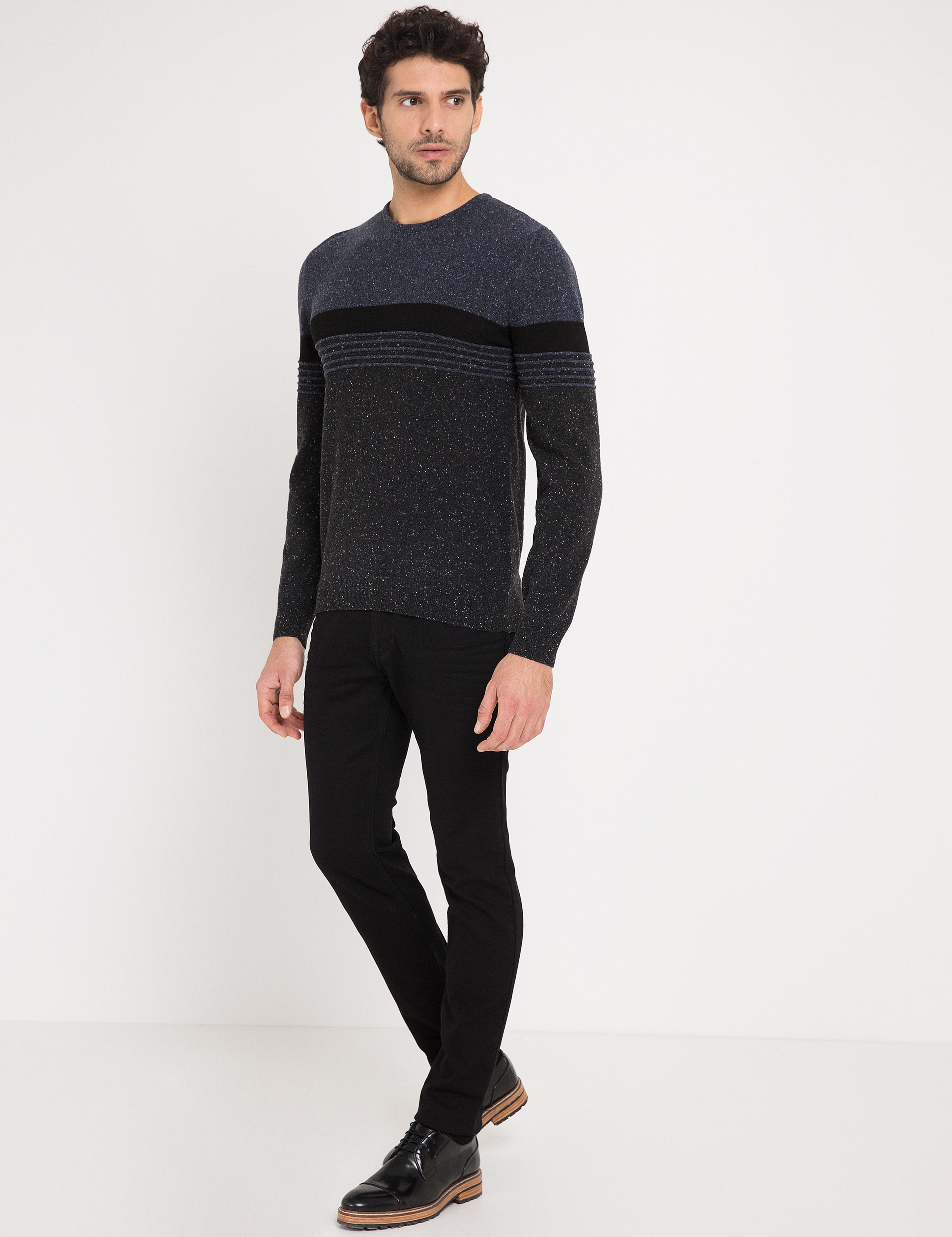 Lacivert Slim Fit Triko Kazak - Image 2