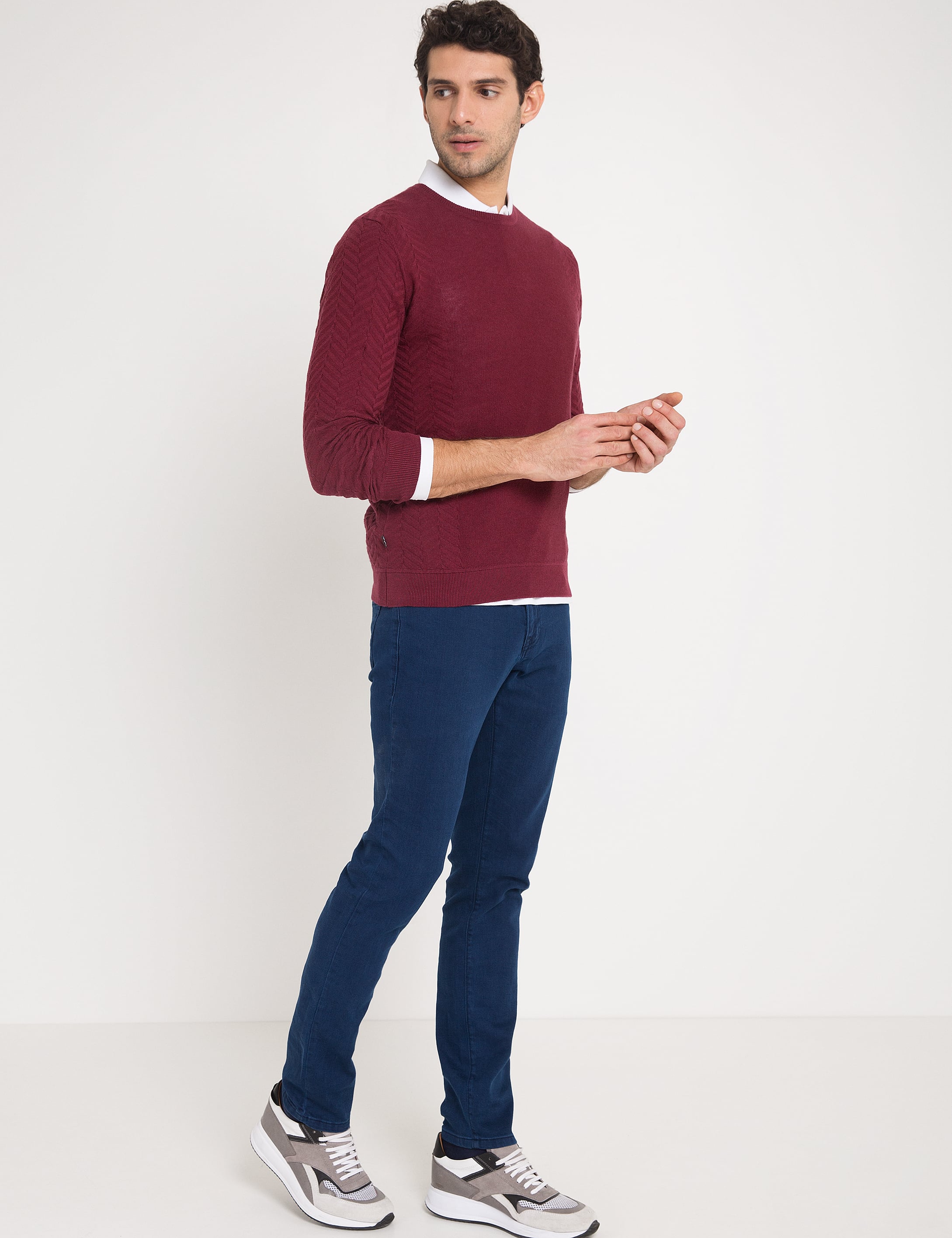 Bordo Slim Fit Triko Kazak
