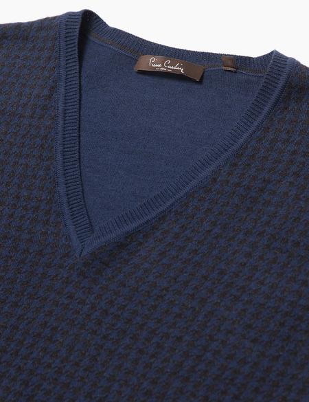 Koyu Mavi Slim Fit Triko Kazak - 50174915053