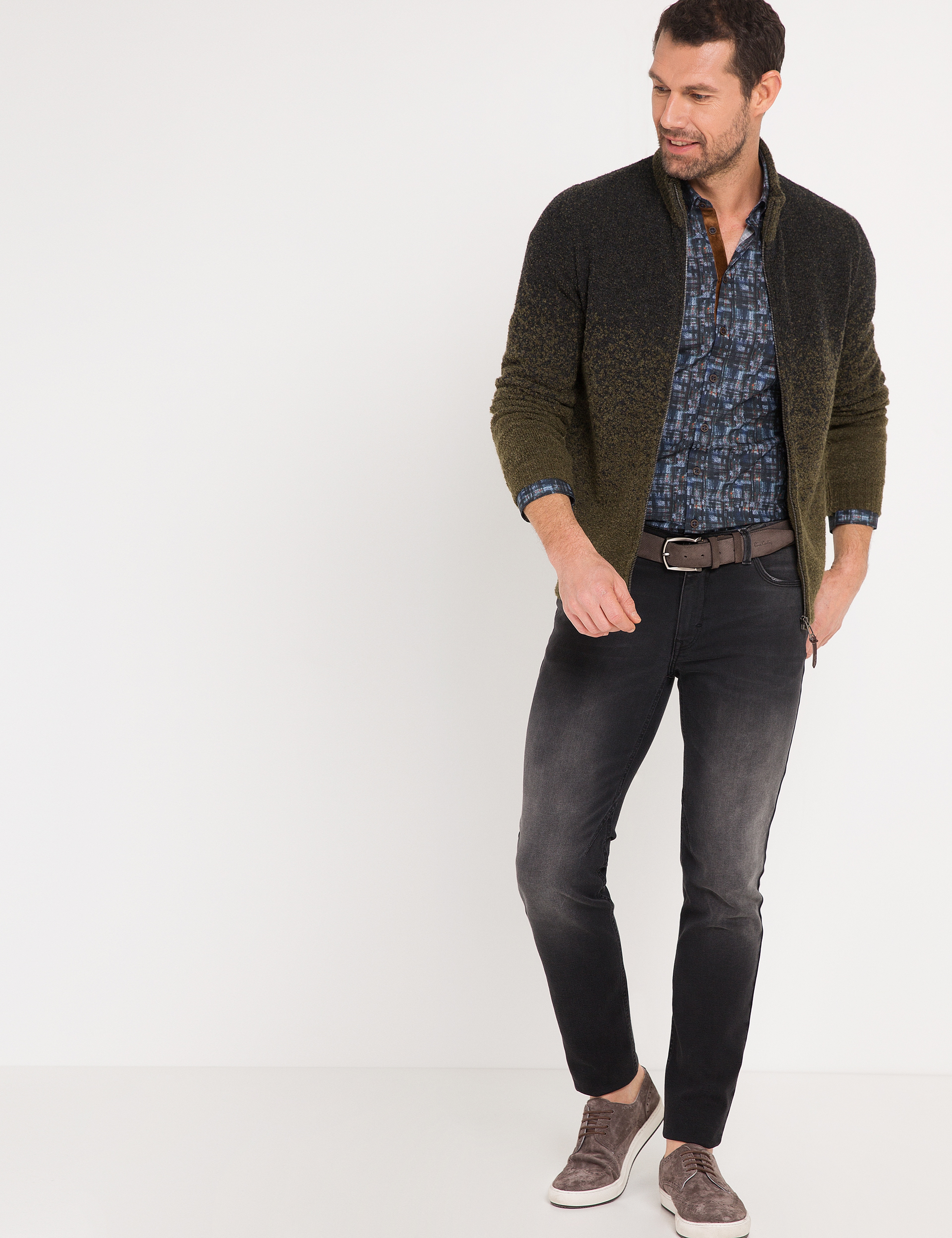 Yeşil Slim Fit Triko Hırka