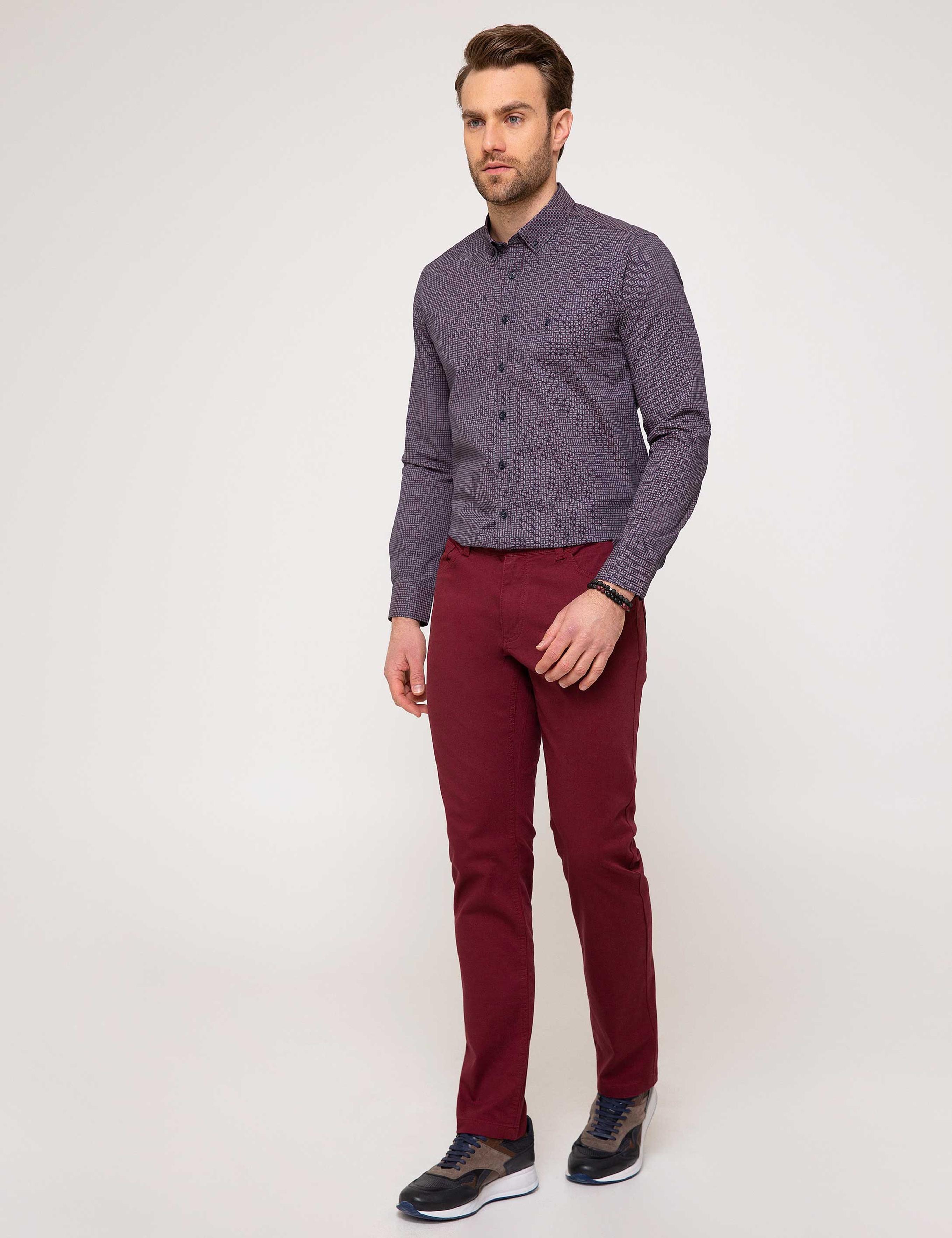 Bordo Slim Fit Chino Pantolon