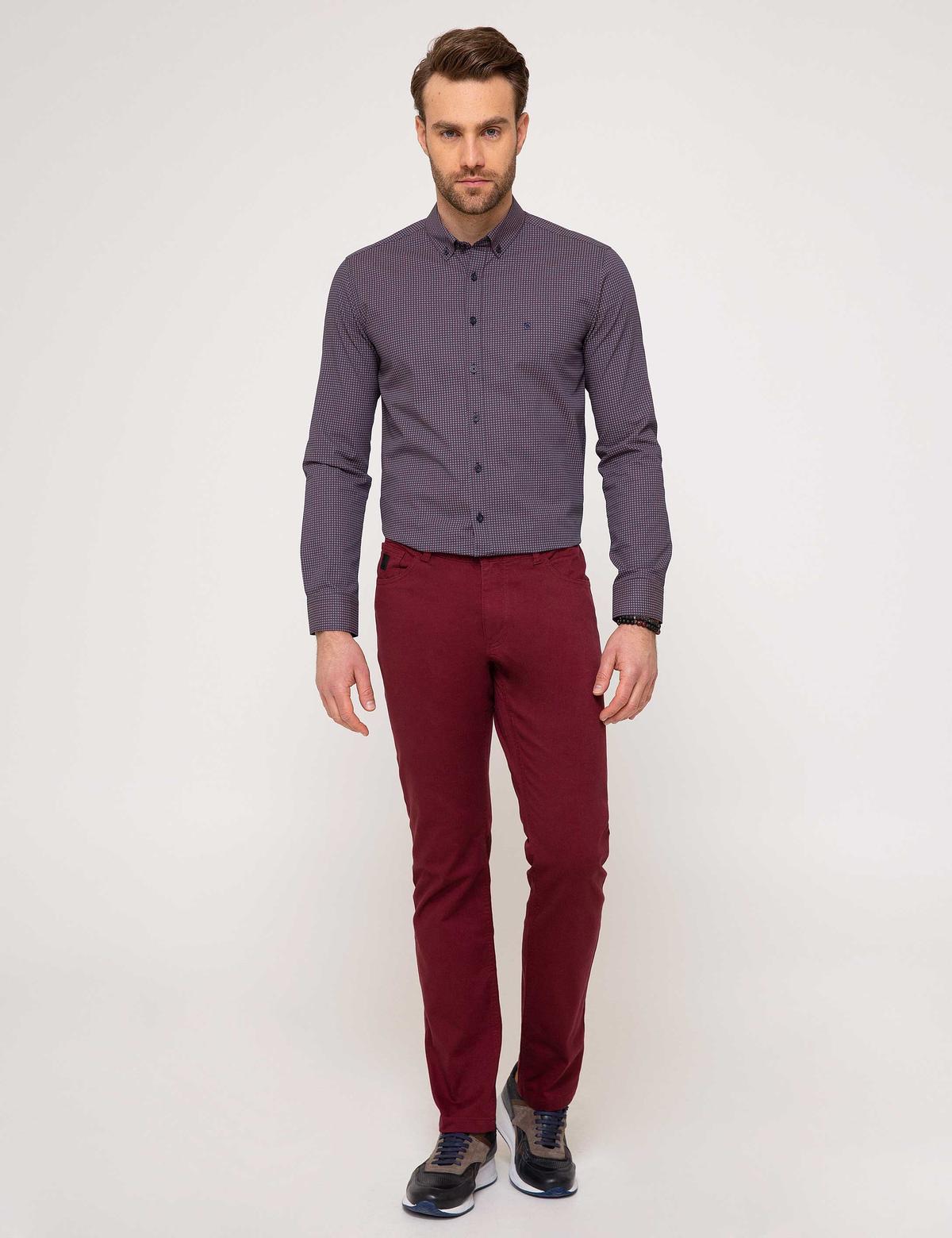 Bordo Slim Fit Chino Pantolon