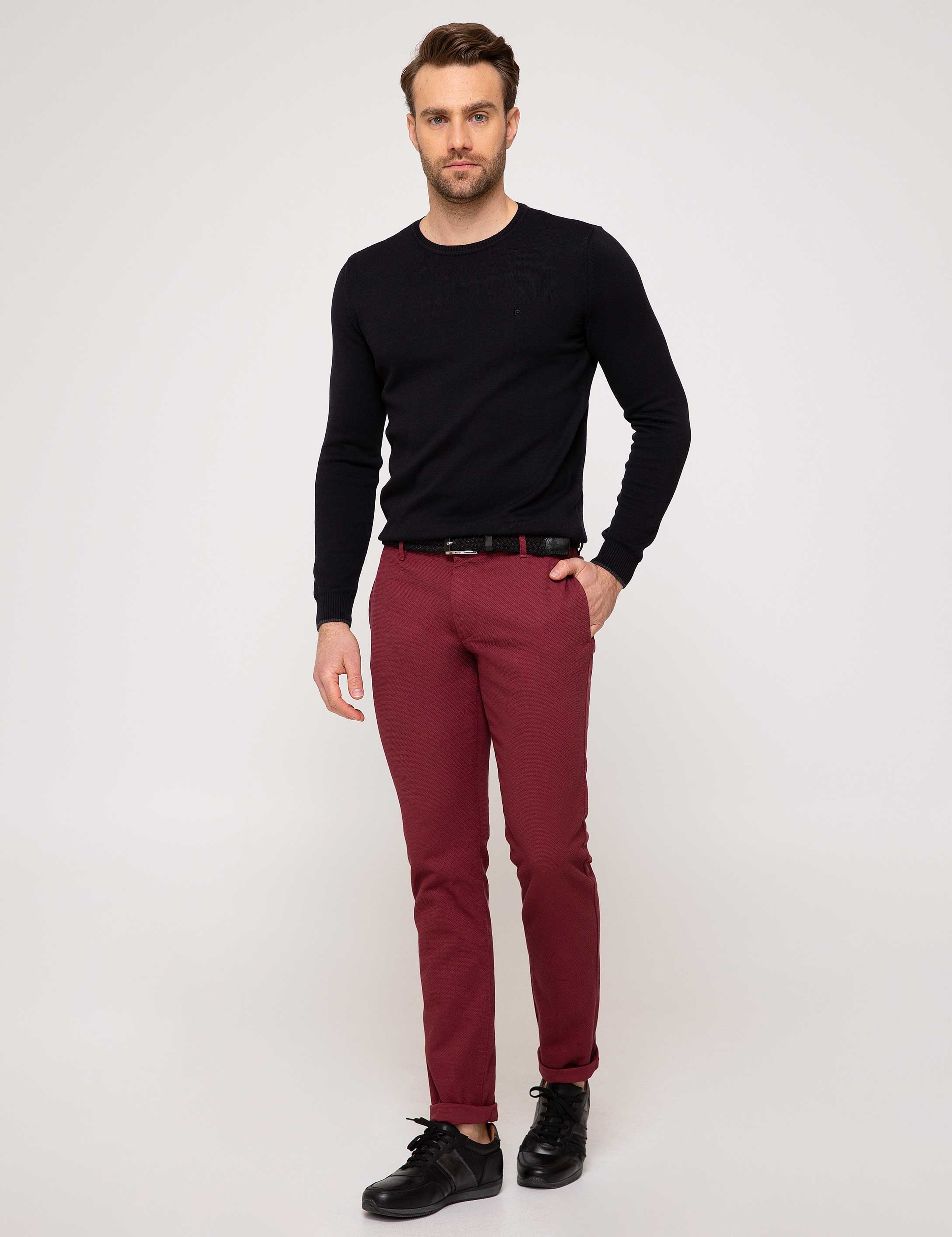 Bordo Slim Fit Chino Pantolon - Image 1