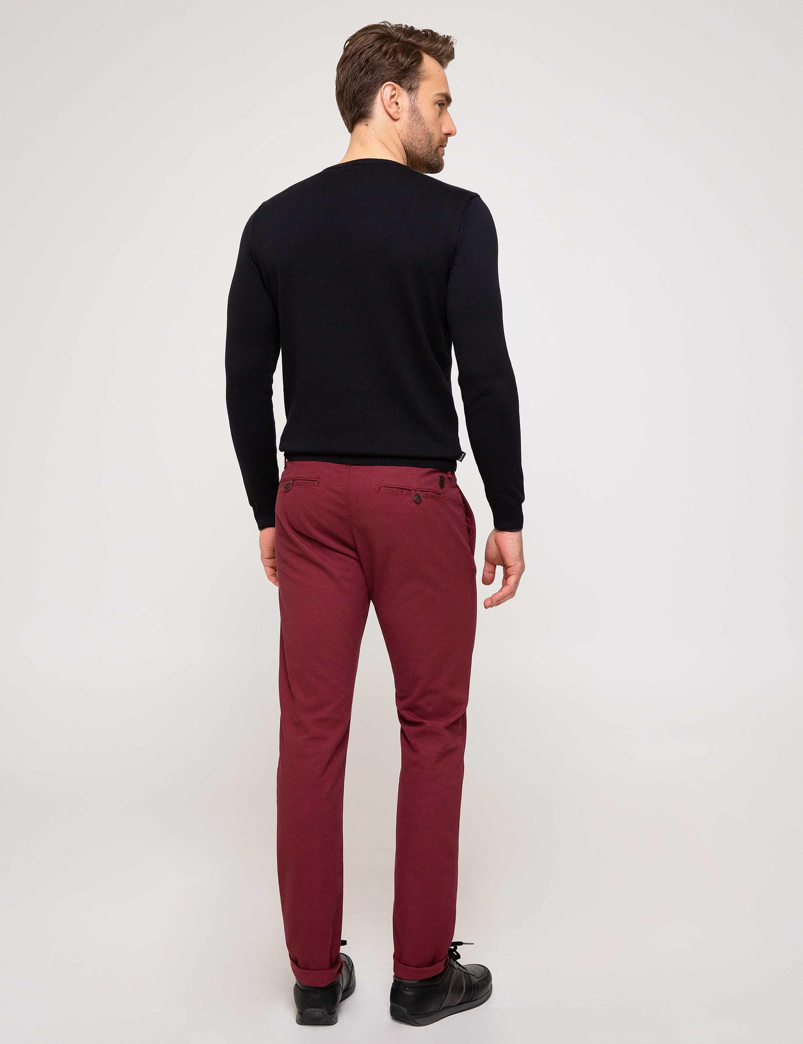 Bordo Slim Fit Chino Pantolon
