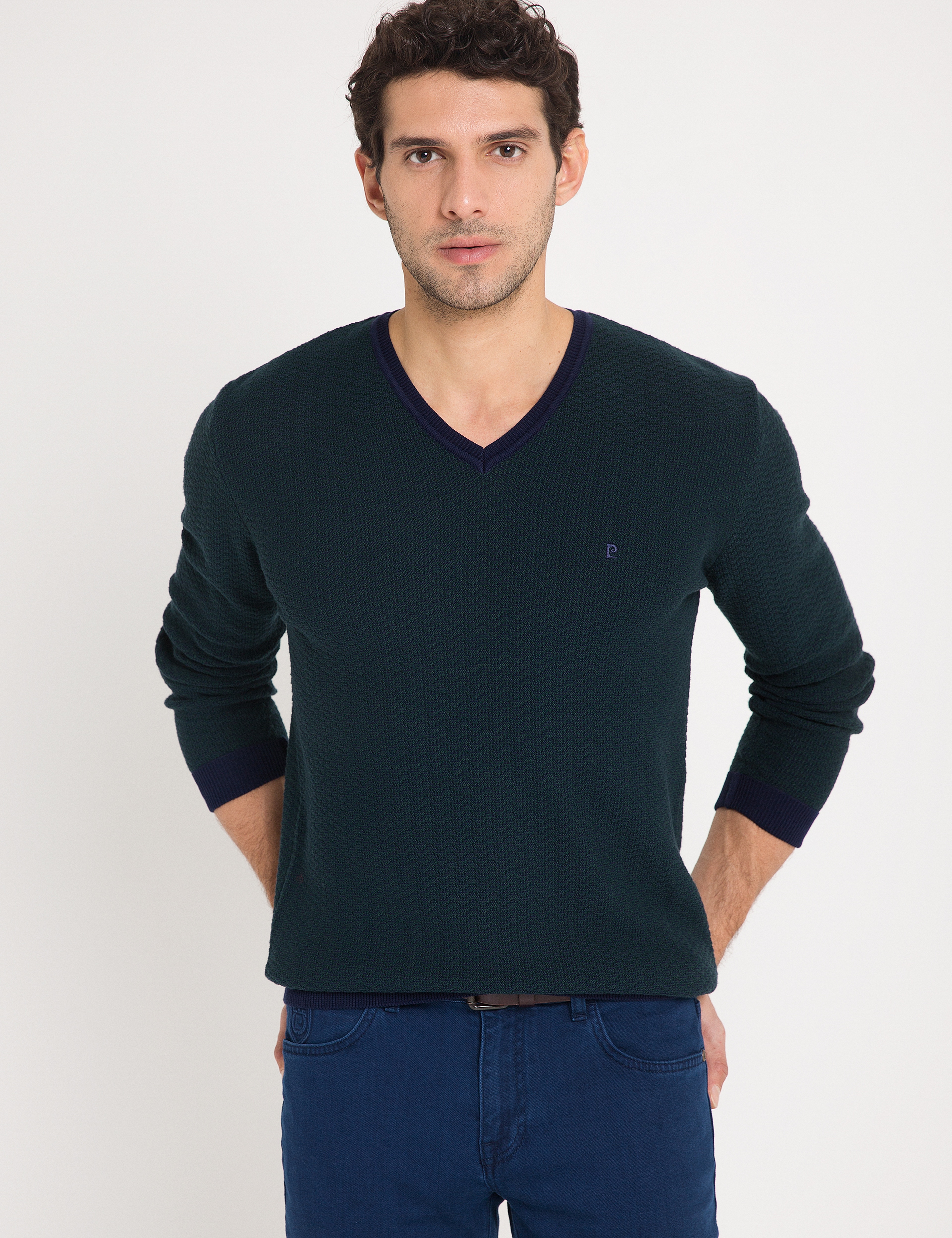Yeşil Slim Fit Triko Kazak