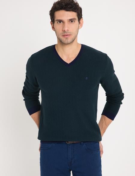 Yeşil Slim Fit Triko Kazak - 50175313043