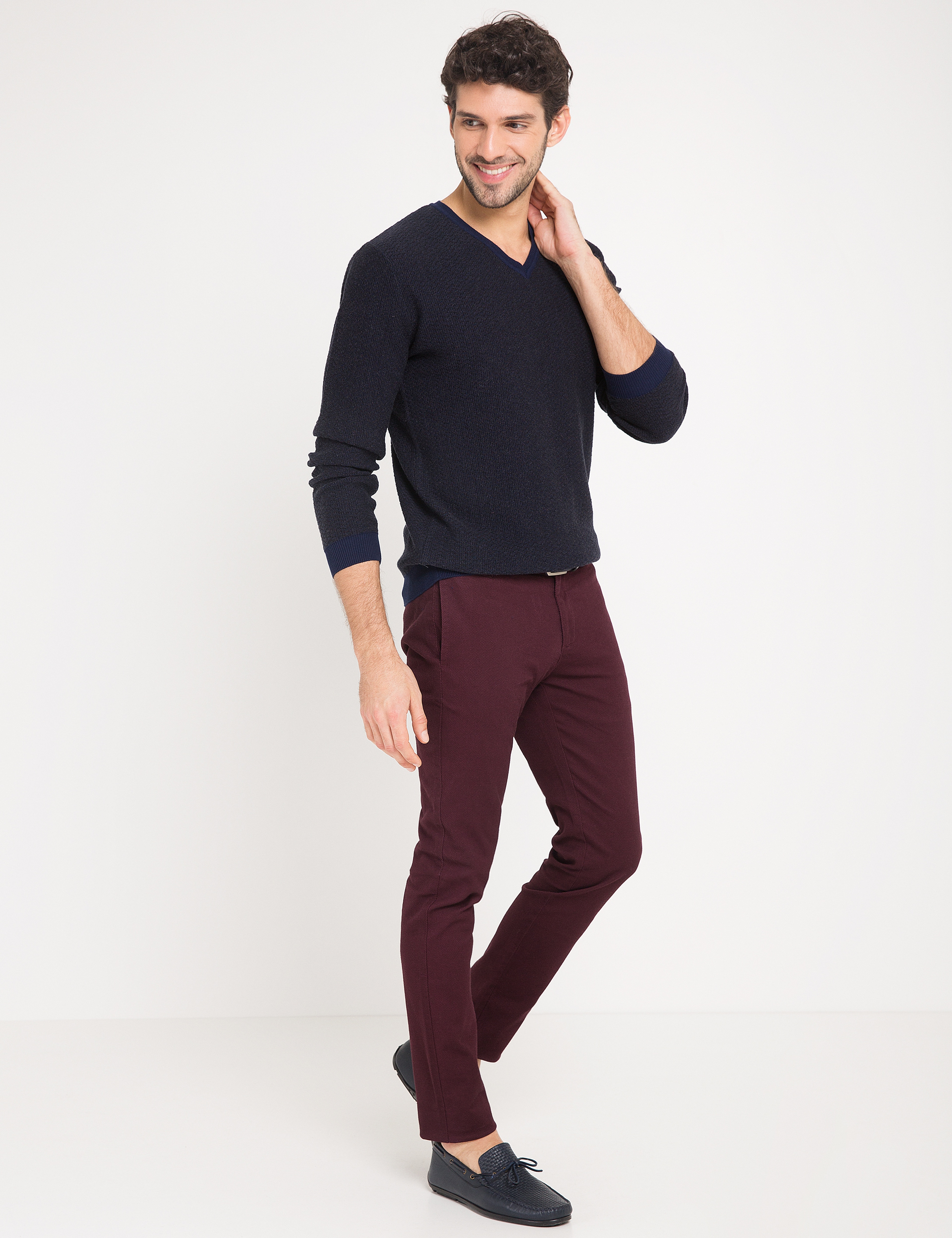 Antrasit Gri Melanj Slim Fit Triko Kazak - Image 1