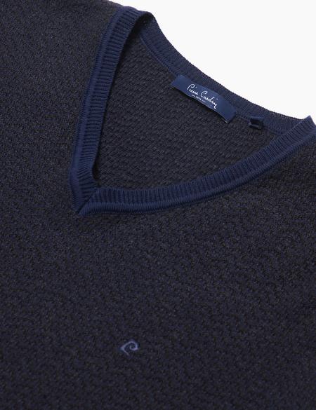 Antrasit Gri Melanj Slim Fit Triko Kazak - 50175313075