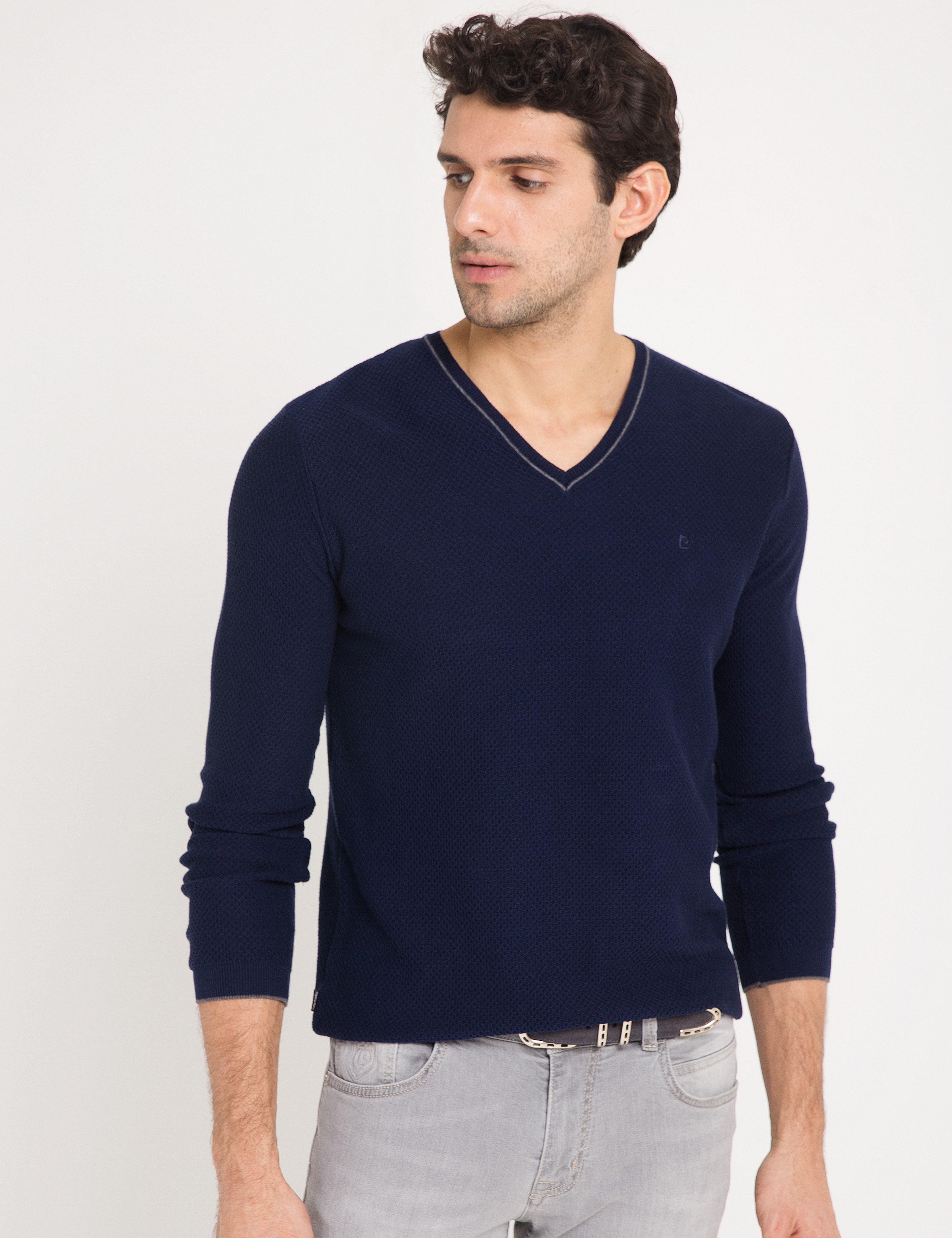 Lacivert Slim Fit Triko Kazak